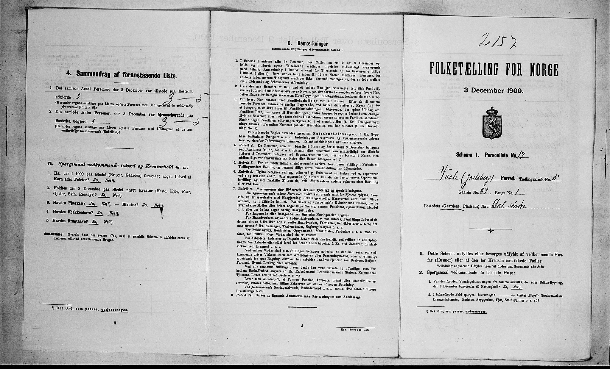 RA, Folketelling 1900 for 0716 Våle herred, 1900, s. 91