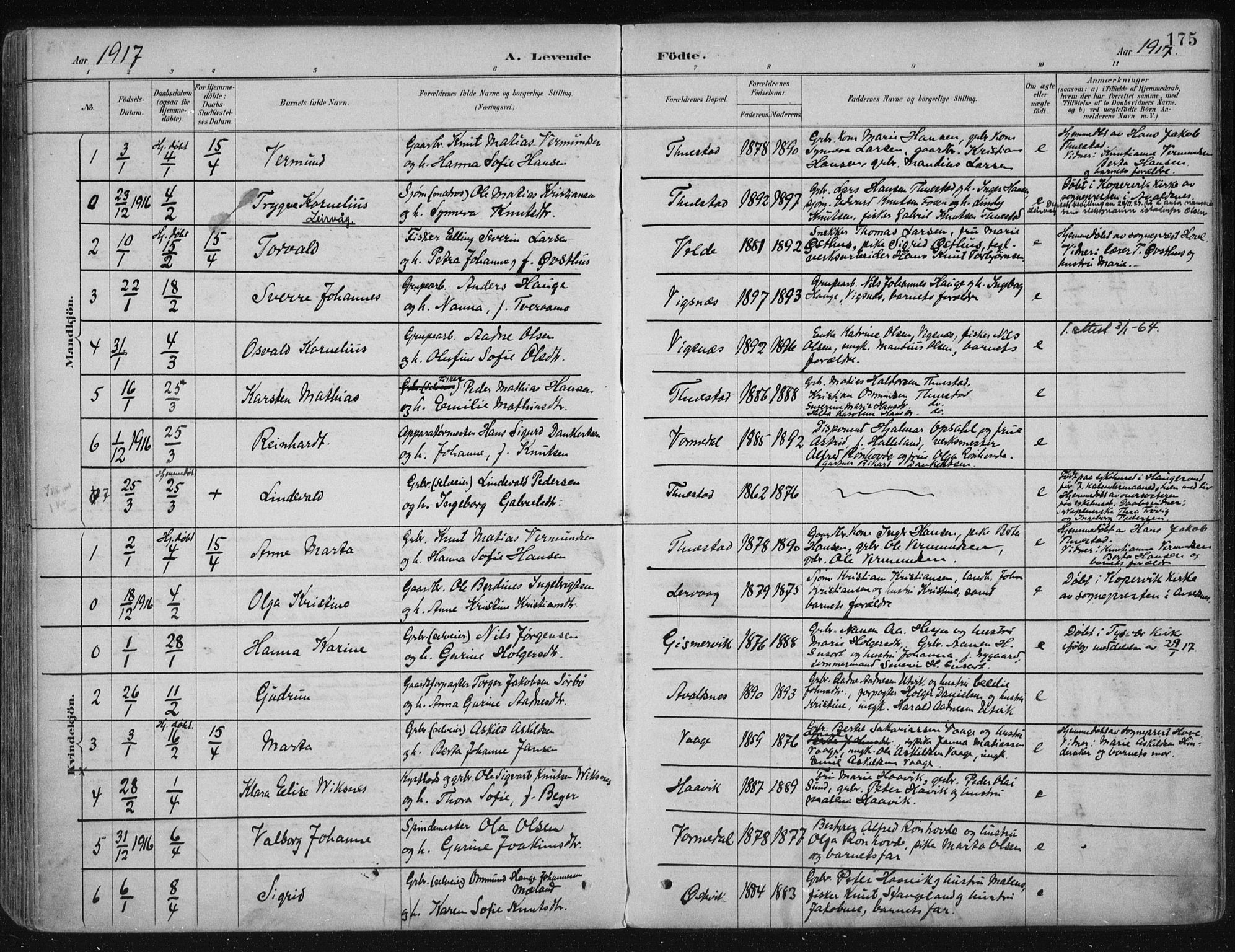 Avaldsnes sokneprestkontor, SAST/A -101851/H/Ha/Haa/L0017: Ministerialbok nr. A 17, 1889-1920, s. 175