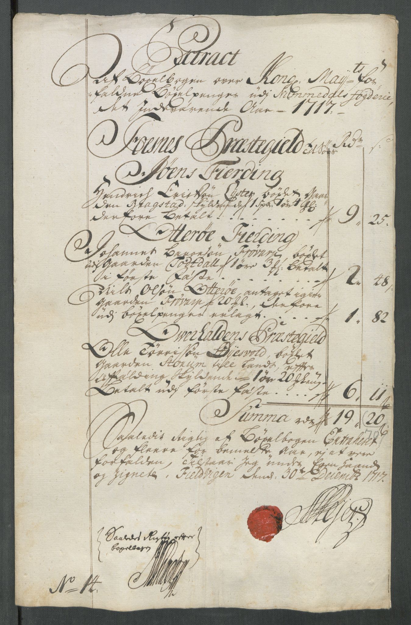 Rentekammeret inntil 1814, Reviderte regnskaper, Fogderegnskap, RA/EA-4092/R64/L4438: Fogderegnskap Namdal, 1717, s. 166