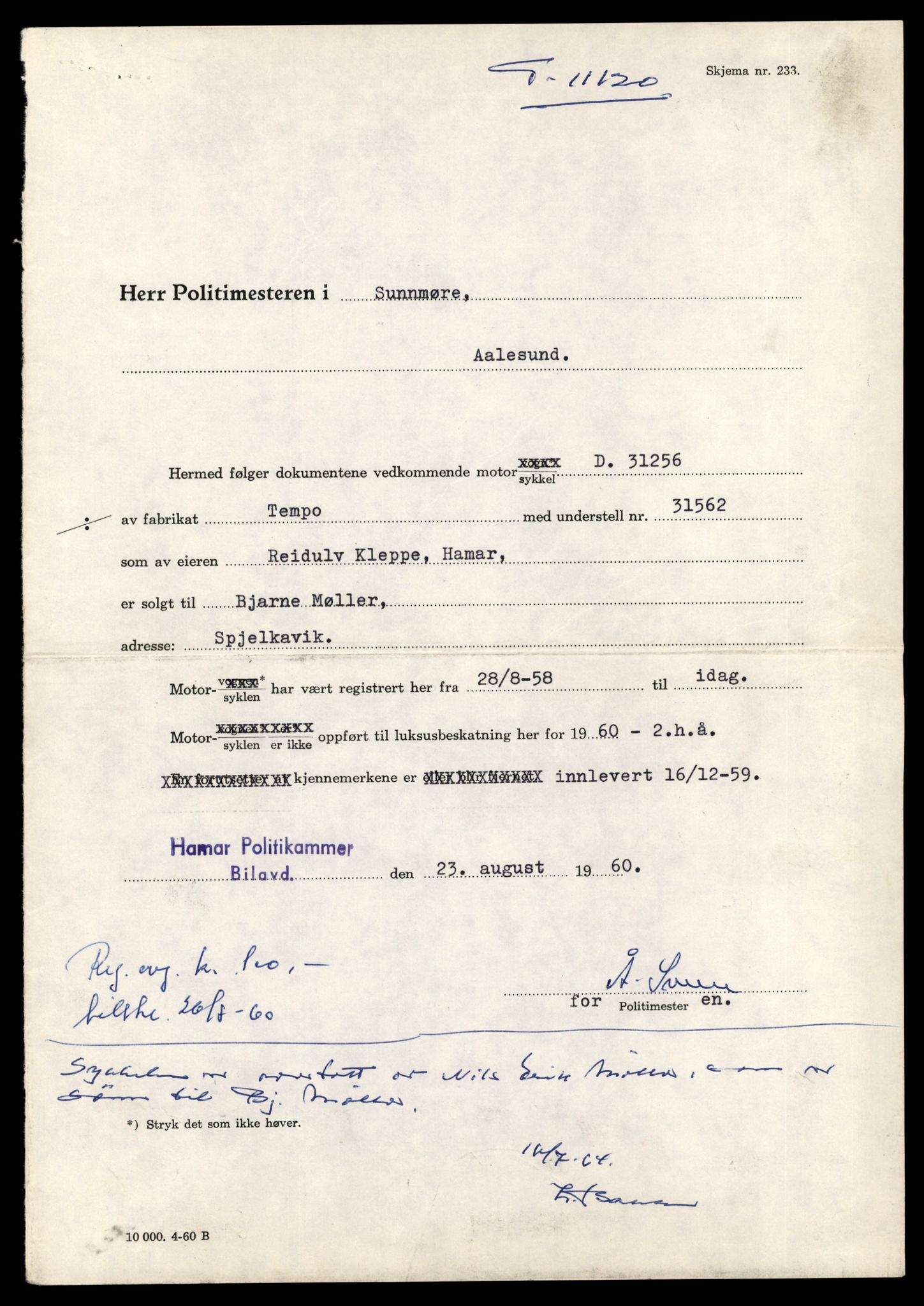 Møre og Romsdal vegkontor - Ålesund trafikkstasjon, AV/SAT-A-4099/F/Fe/L0026: Registreringskort for kjøretøy T 11046 - T 11160, 1927-1998, s. 2175