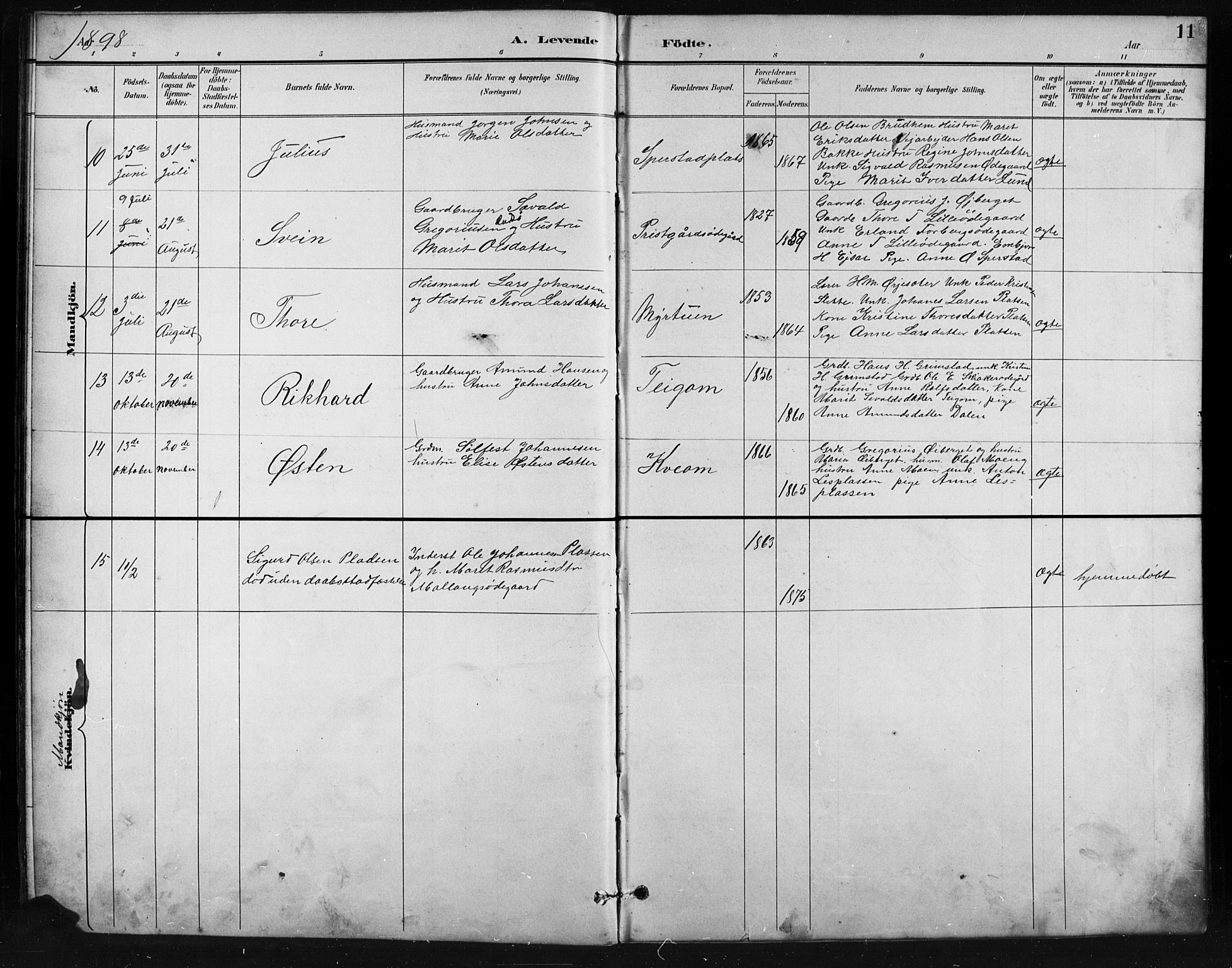 Skjåk prestekontor, AV/SAH-PREST-072/H/Ha/Hab/L0004: Klokkerbok nr. 4, 1895-1921, s. 11