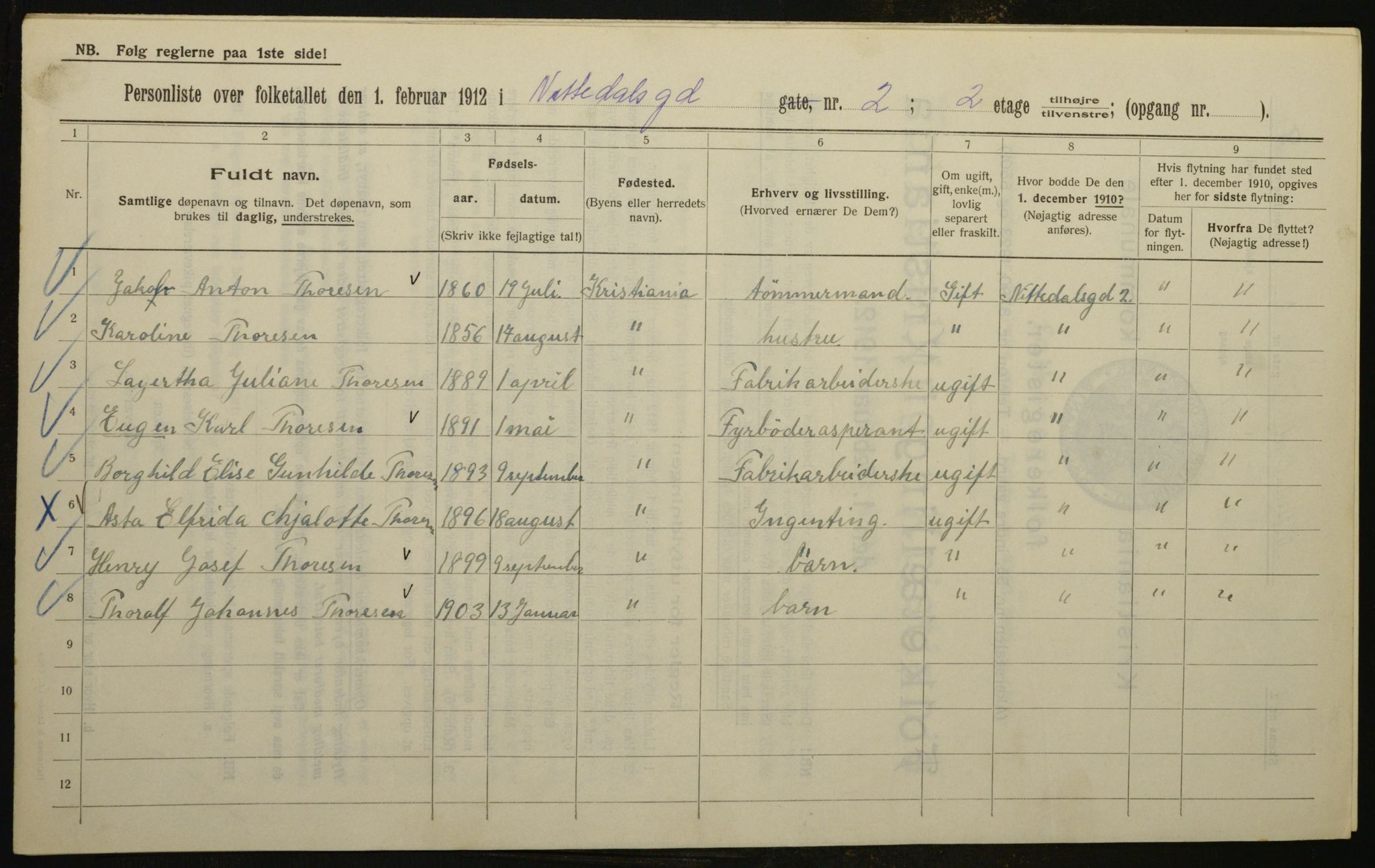 OBA, Kommunal folketelling 1.2.1912 for Kristiania, 1912, s. 71797