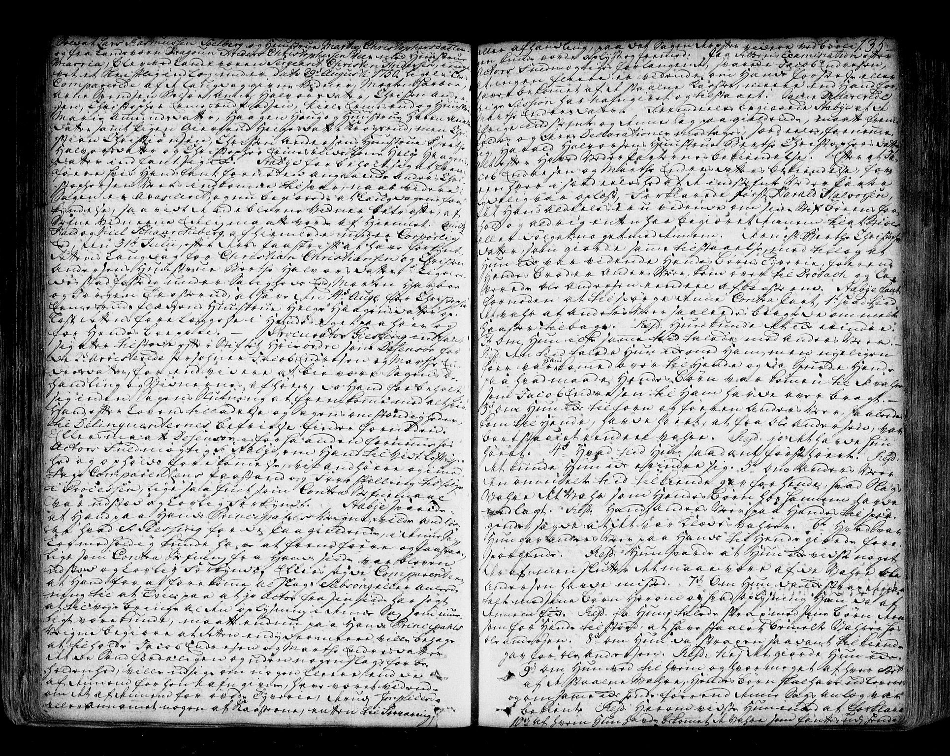 Follo sorenskriveri, SAO/A-10274/F/Fb/Fba/L0039: Tingbok, 1748-1755, s. 134b-135a