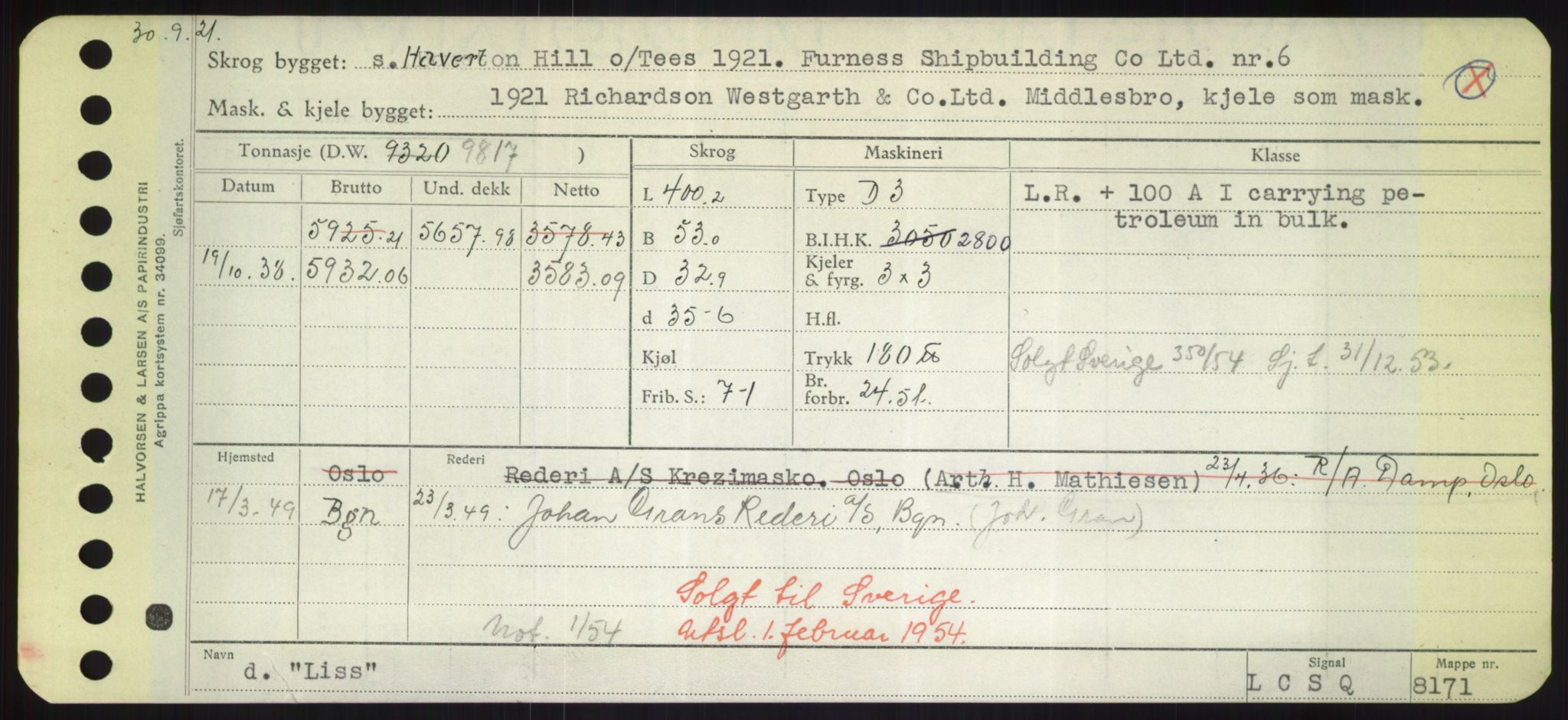 Sjøfartsdirektoratet med forløpere, Skipsmålingen, RA/S-1627/H/Hd/L0023: Fartøy, Lia-Løv, s. 219