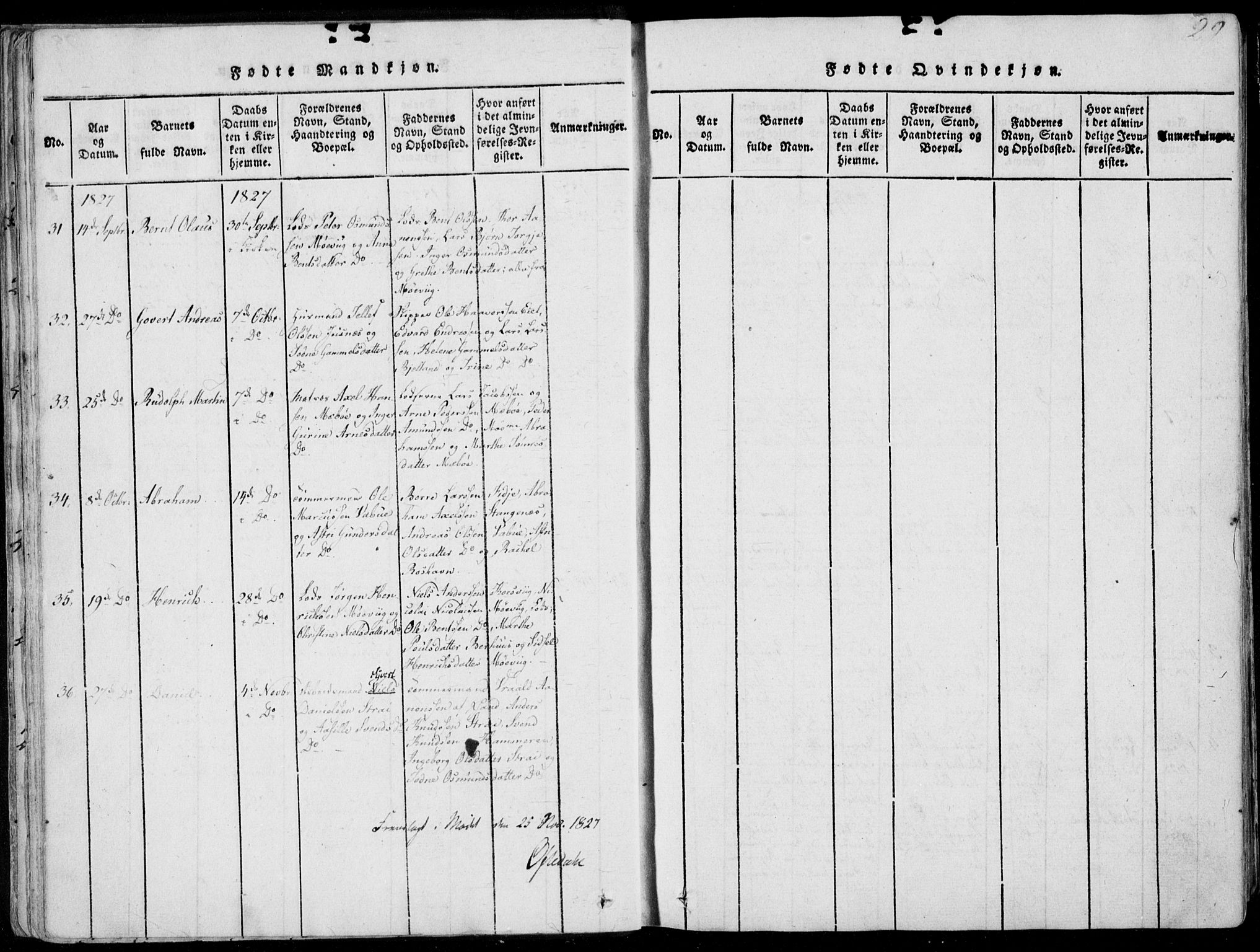 Oddernes sokneprestkontor, AV/SAK-1111-0033/F/Fa/Faa/L0005: Ministerialbok nr. A 5, 1820-1838, s. 29