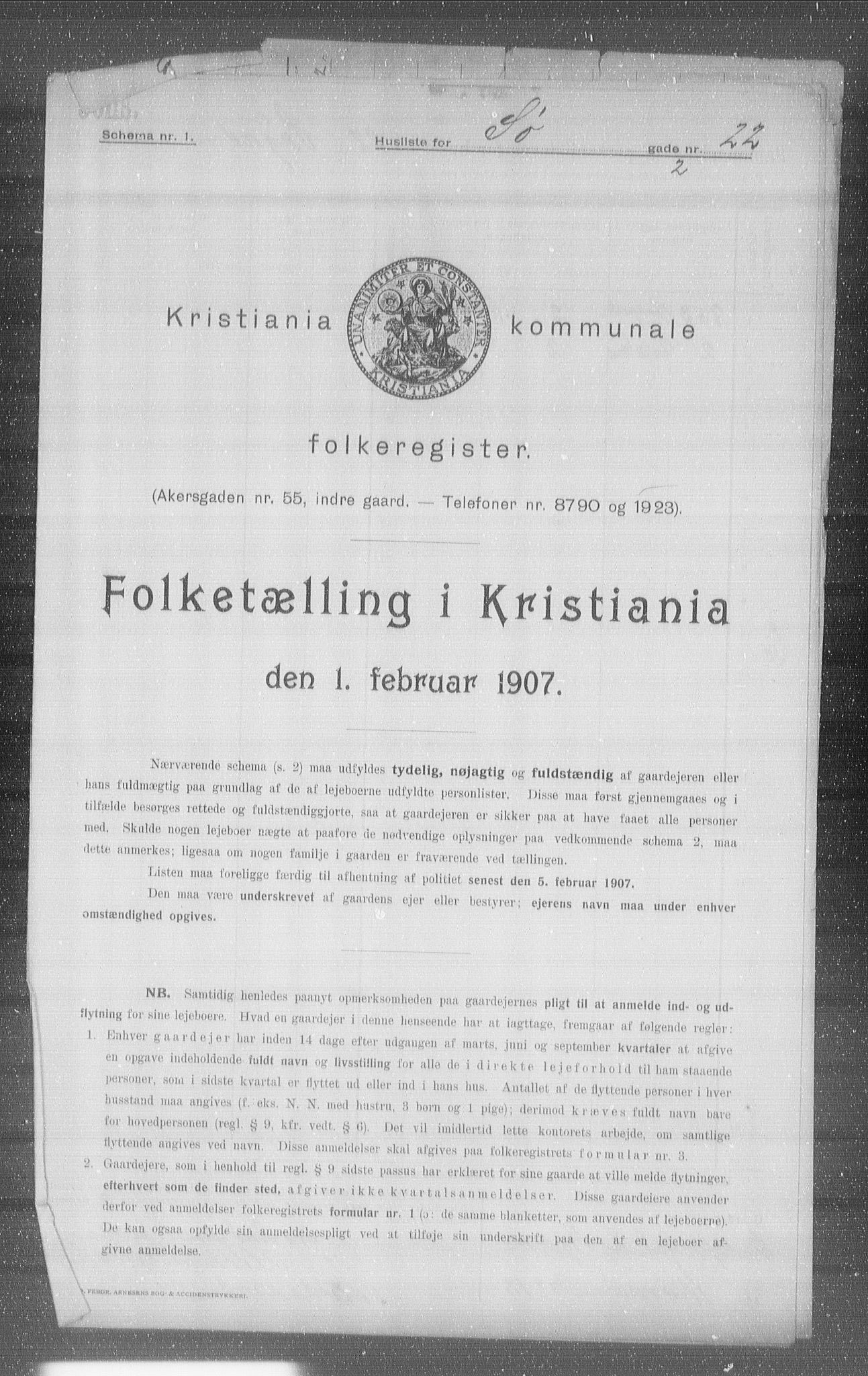 OBA, Kommunal folketelling 1.2.1907 for Kristiania kjøpstad, 1907, s. 48627