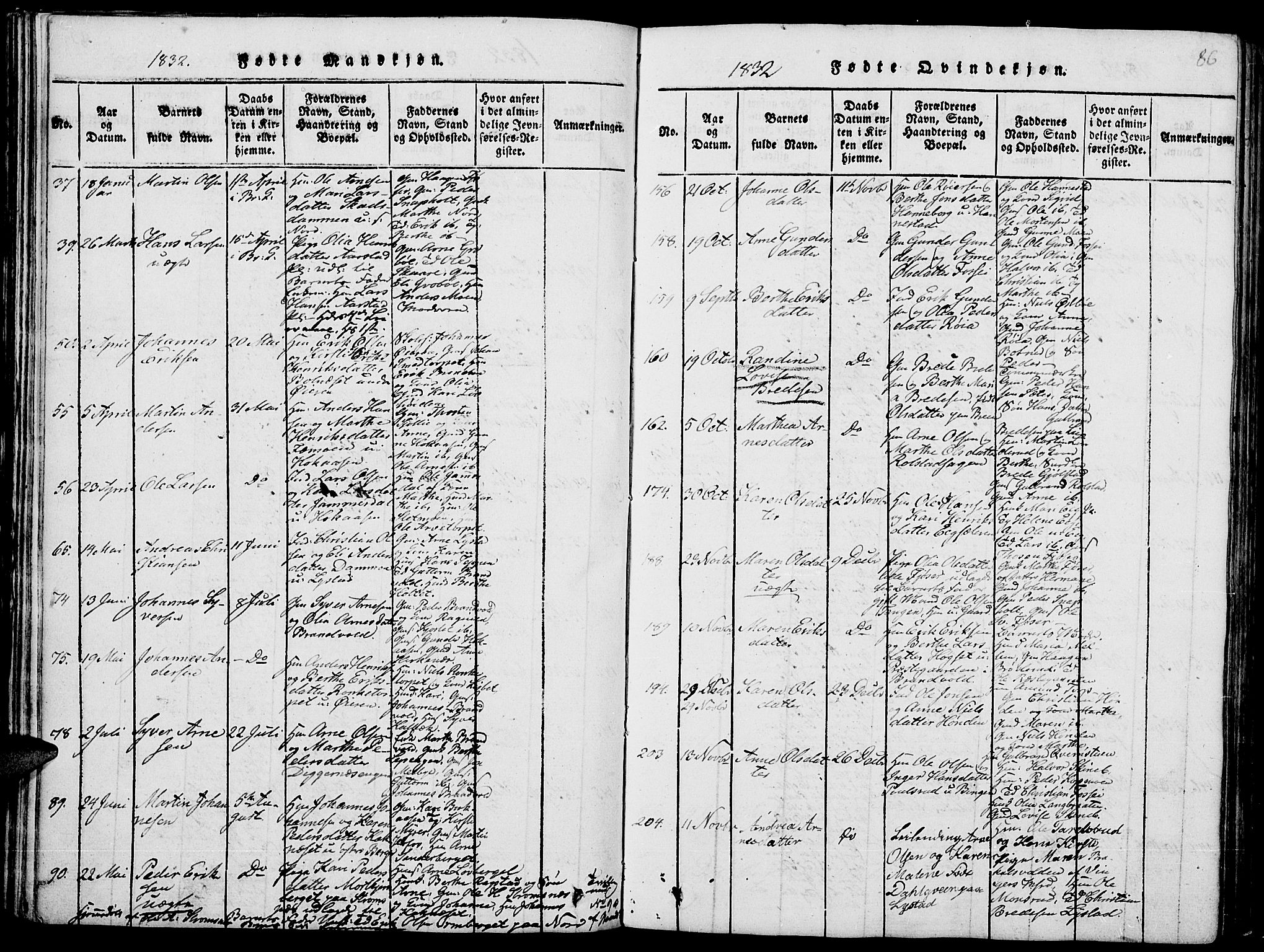 Grue prestekontor, AV/SAH-PREST-036/H/Ha/Hab/L0001: Klokkerbok nr. 1, 1814-1841, s. 86