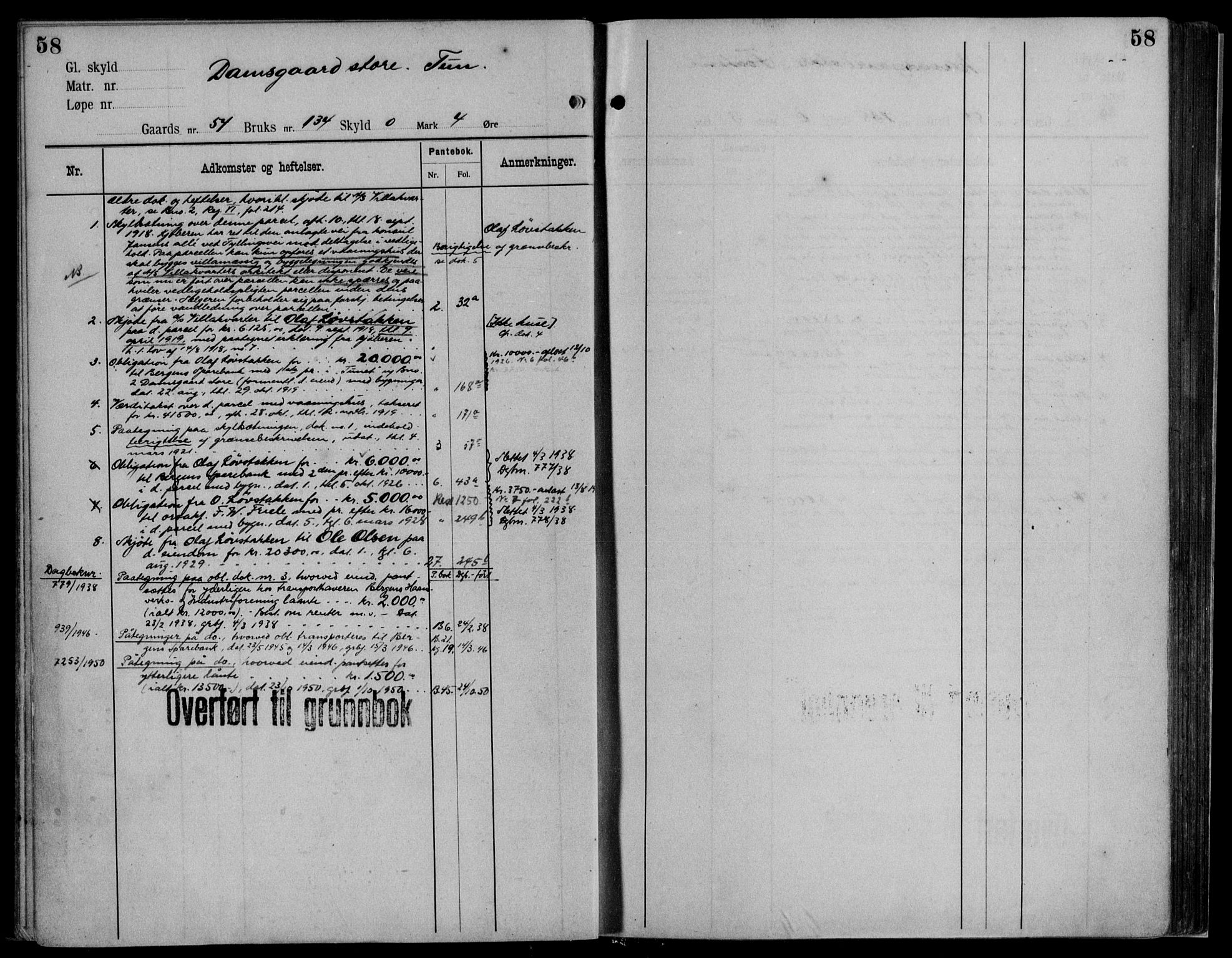 Midhordland sorenskriveri, AV/SAB-A-3001/1/G/Ga/Gab/L0115: Panteregister nr. II.A.b.115, s. 58