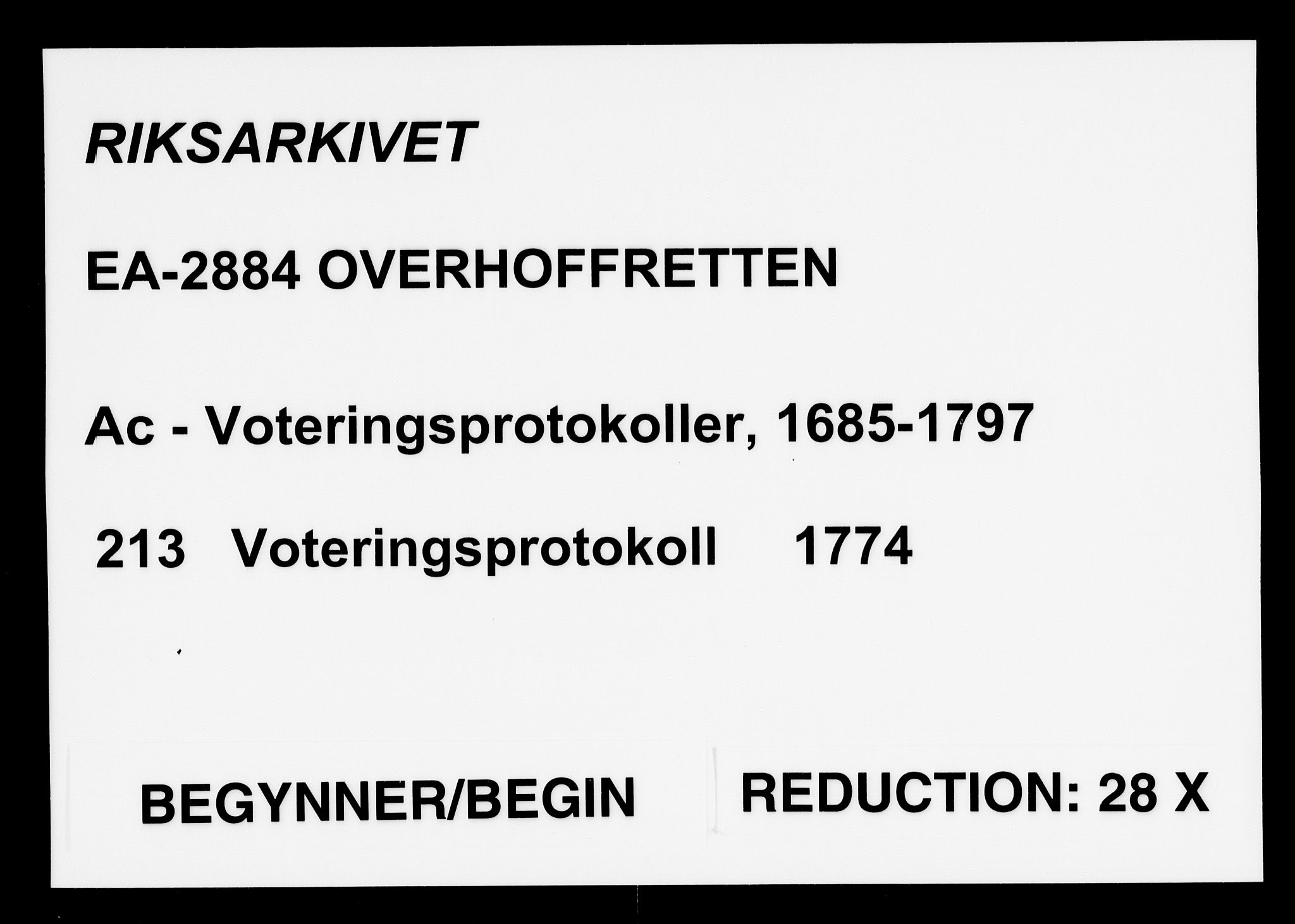 Overhoffretten 1667-1797, RA/EA-2884/Ac/L0213: Voteringsprotokoll, 1774