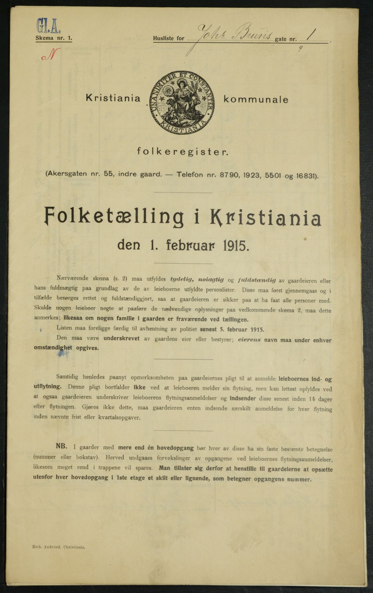 OBA, Kommunal folketelling 1.2.1915 for Kristiania, 1915, s. 46551