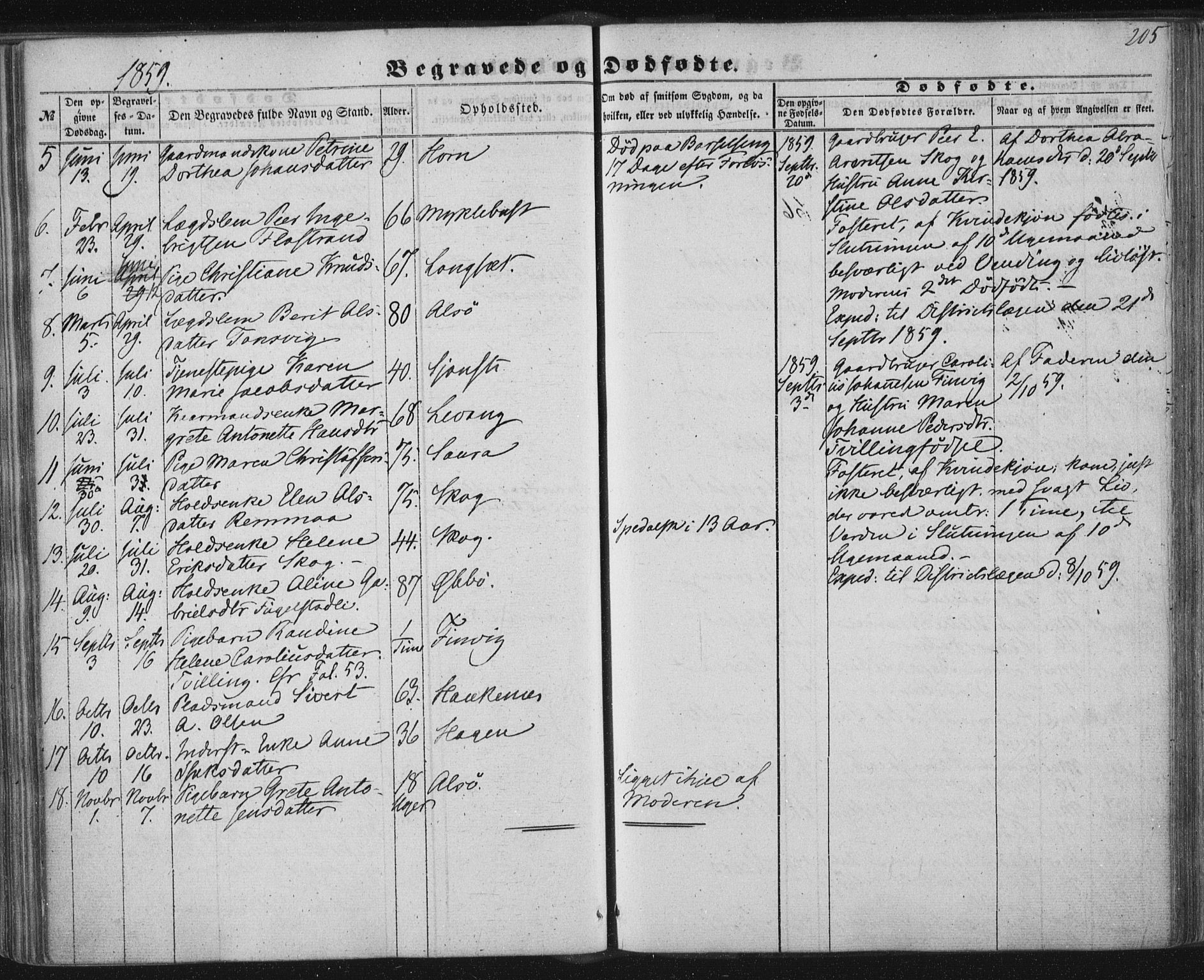 Ministerialprotokoller, klokkerbøker og fødselsregistre - Nordland, AV/SAT-A-1459/838/L0550: Ministerialbok nr. 838A08, 1855-1865, s. 205
