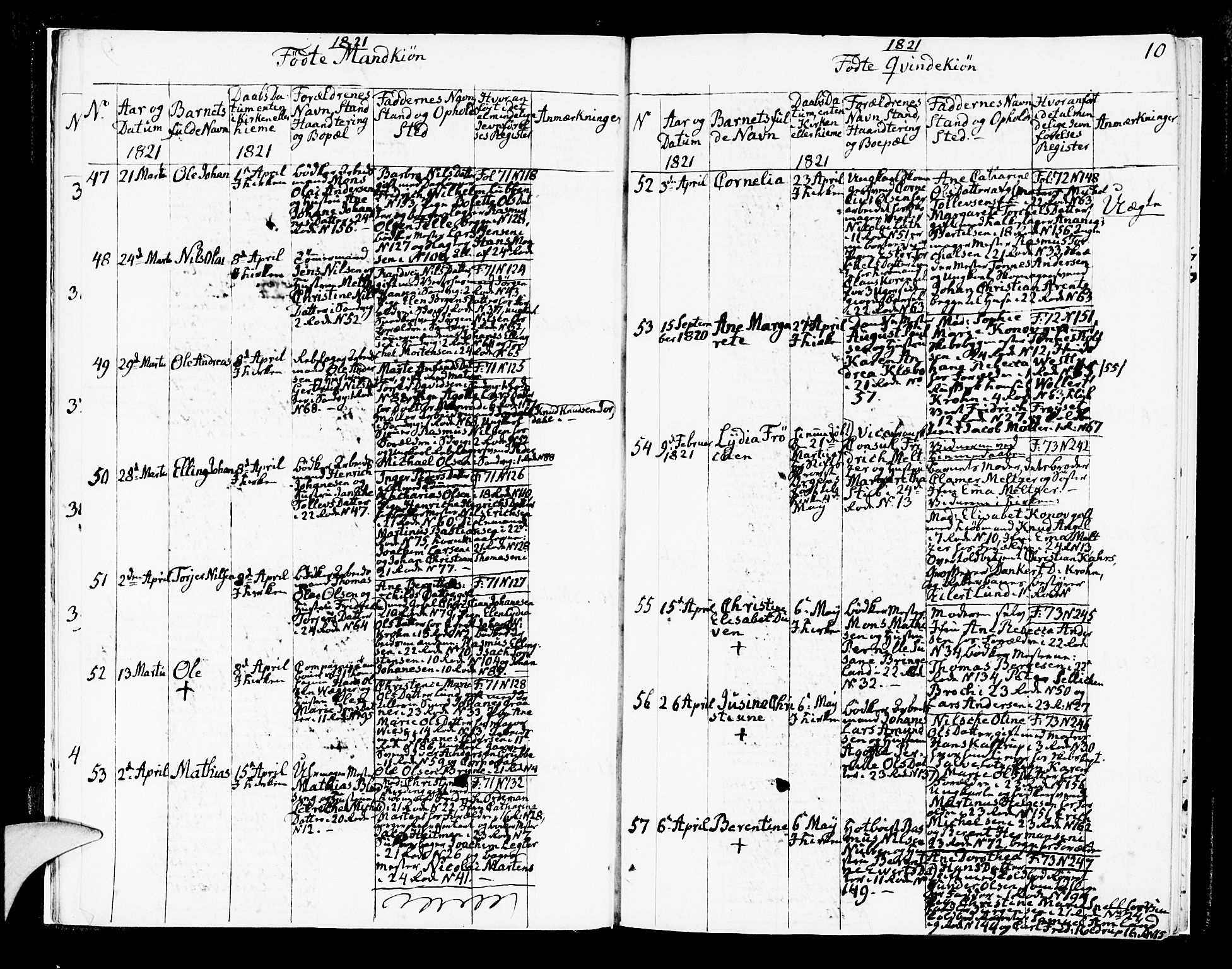 Korskirken sokneprestembete, SAB/A-76101/H/Hab: Klokkerbok nr. A 2, 1820-1832, s. 10