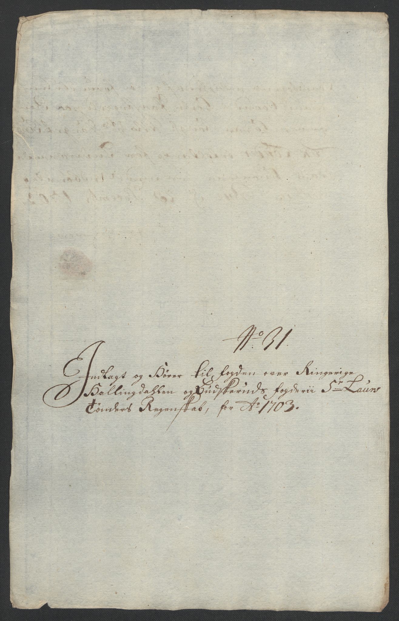 Rentekammeret inntil 1814, Reviderte regnskaper, Fogderegnskap, AV/RA-EA-4092/R22/L1461: Fogderegnskap Ringerike, Hallingdal og Buskerud, 1703, s. 299