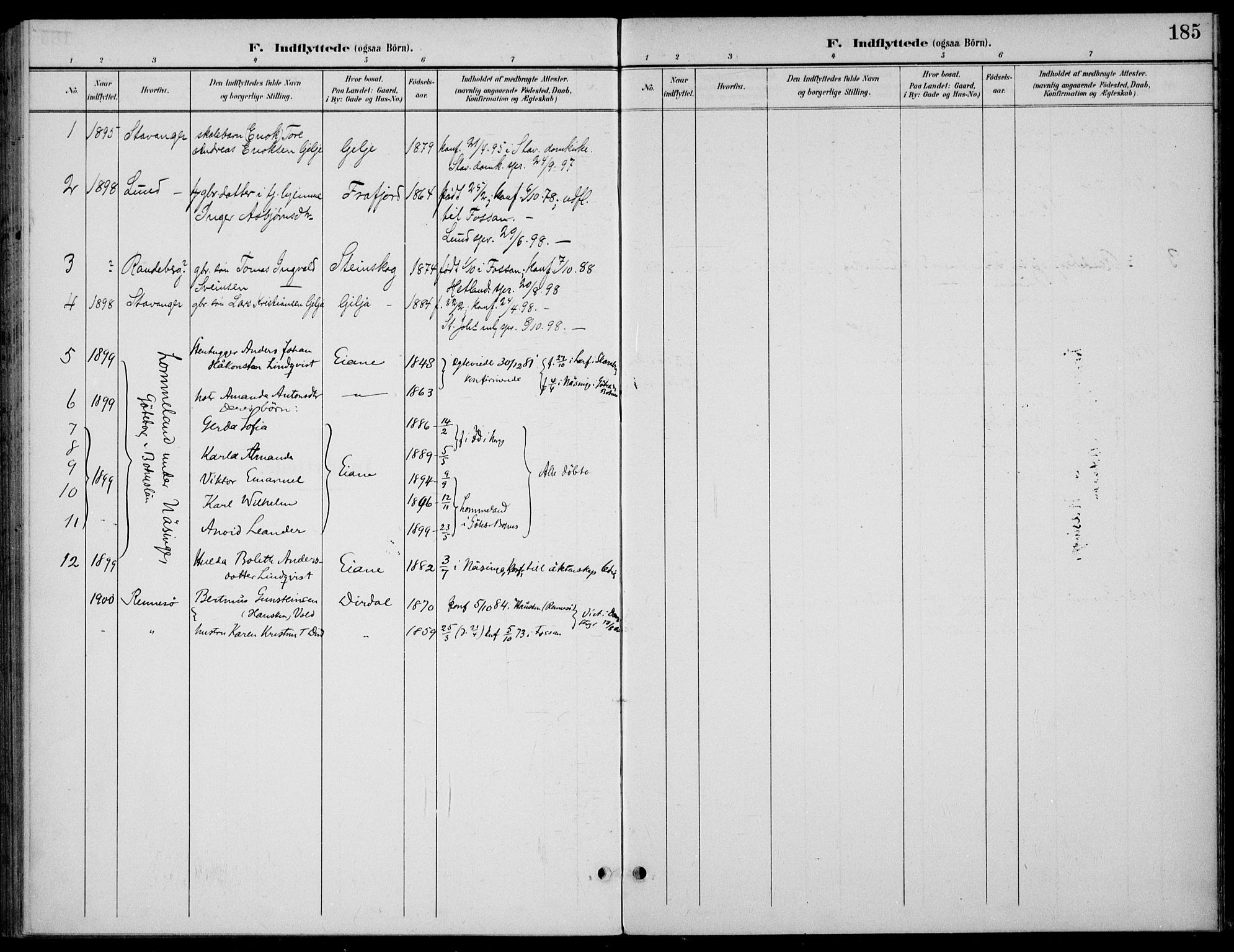 Høgsfjord sokneprestkontor, AV/SAST-A-101624/H/Ha/Haa/L0007: Ministerialbok nr. A 7, 1898-1917, s. 185