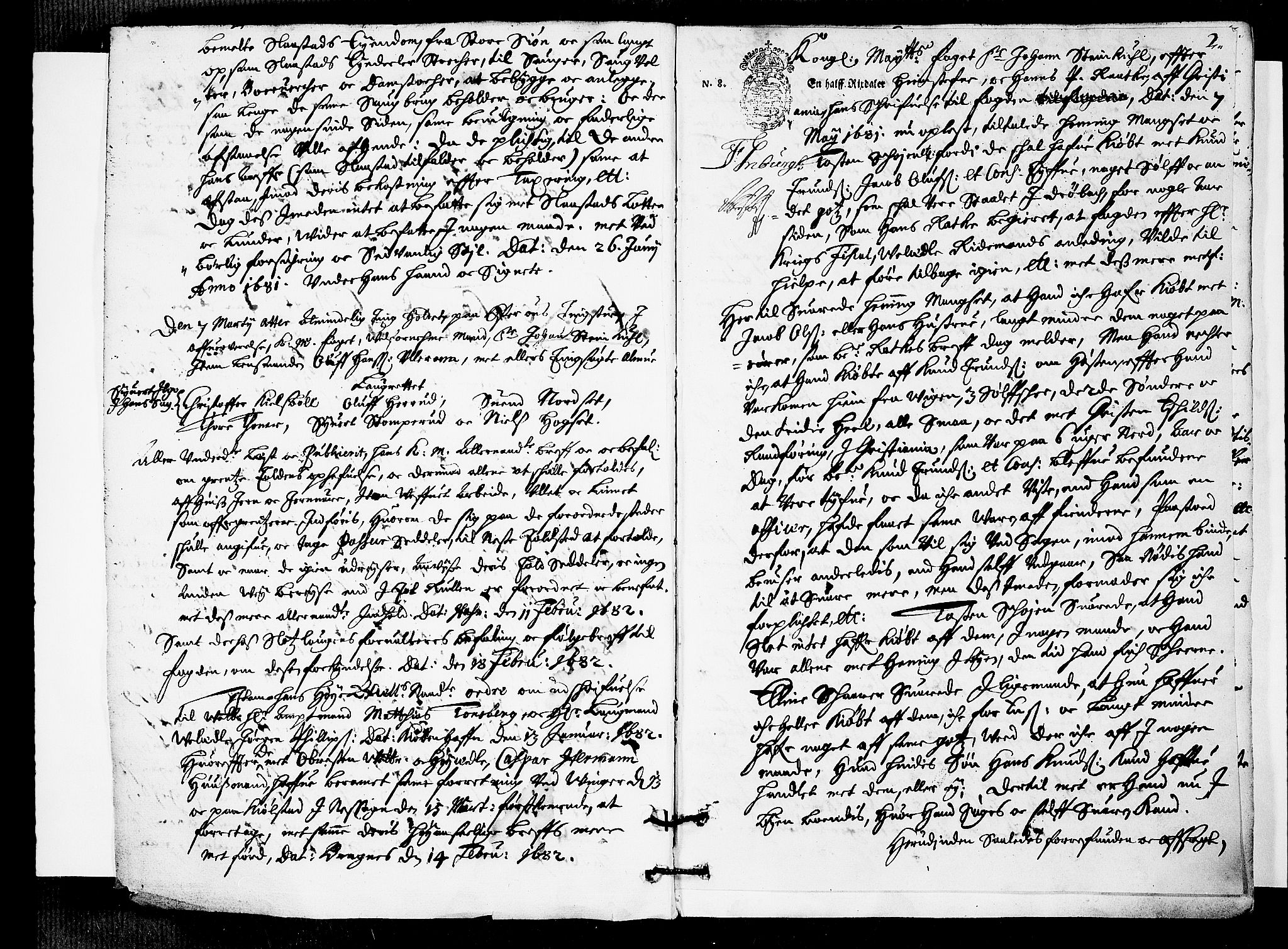 Øvre Romerike sorenskriveri, SAO/A-10649/F/Fb/L0022: Tingbok 22, 1682, s. 1b-2a