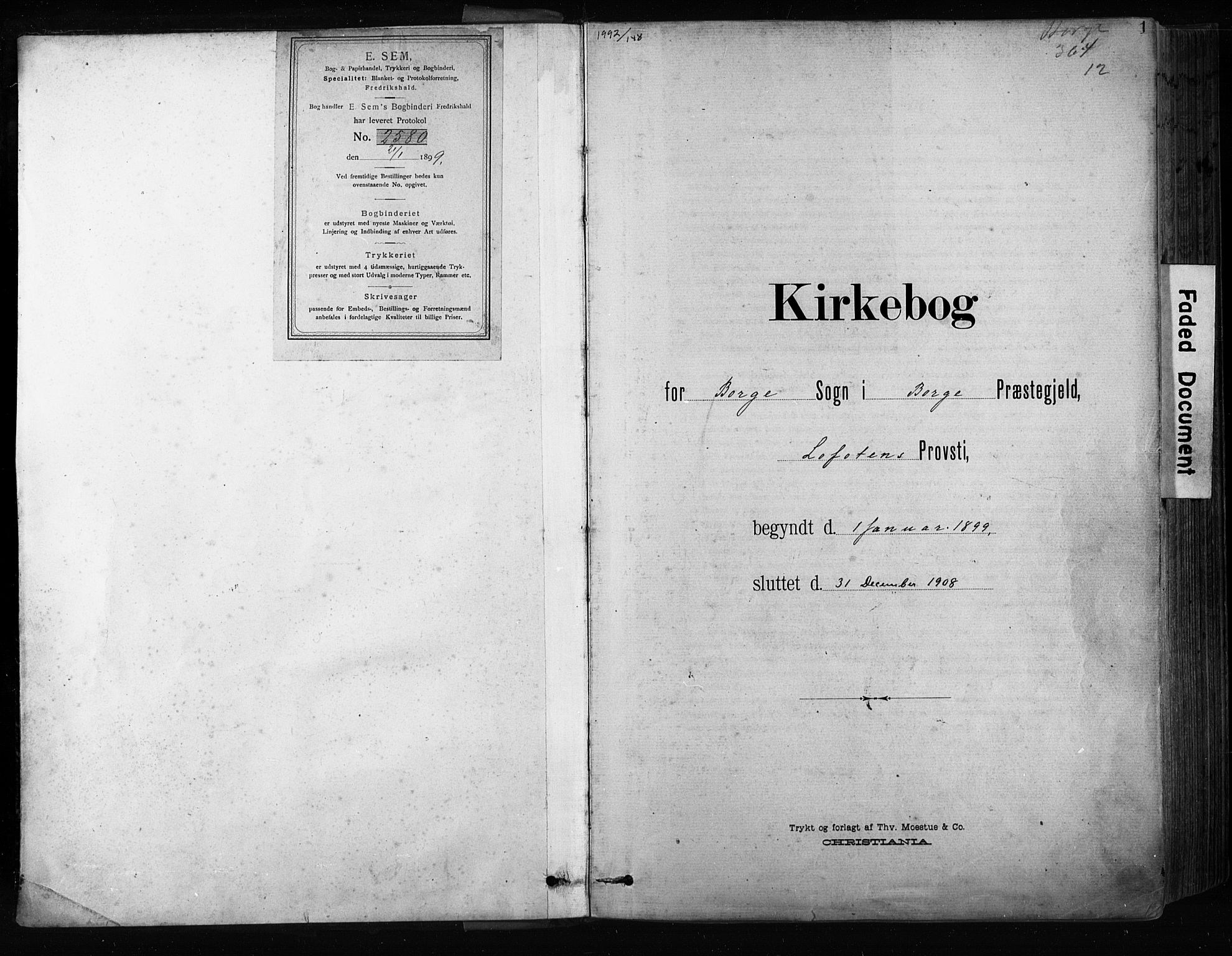 Ministerialprotokoller, klokkerbøker og fødselsregistre - Nordland, AV/SAT-A-1459/880/L1134: Ministerialbok nr. 880A08, 1899-1908, s. 1