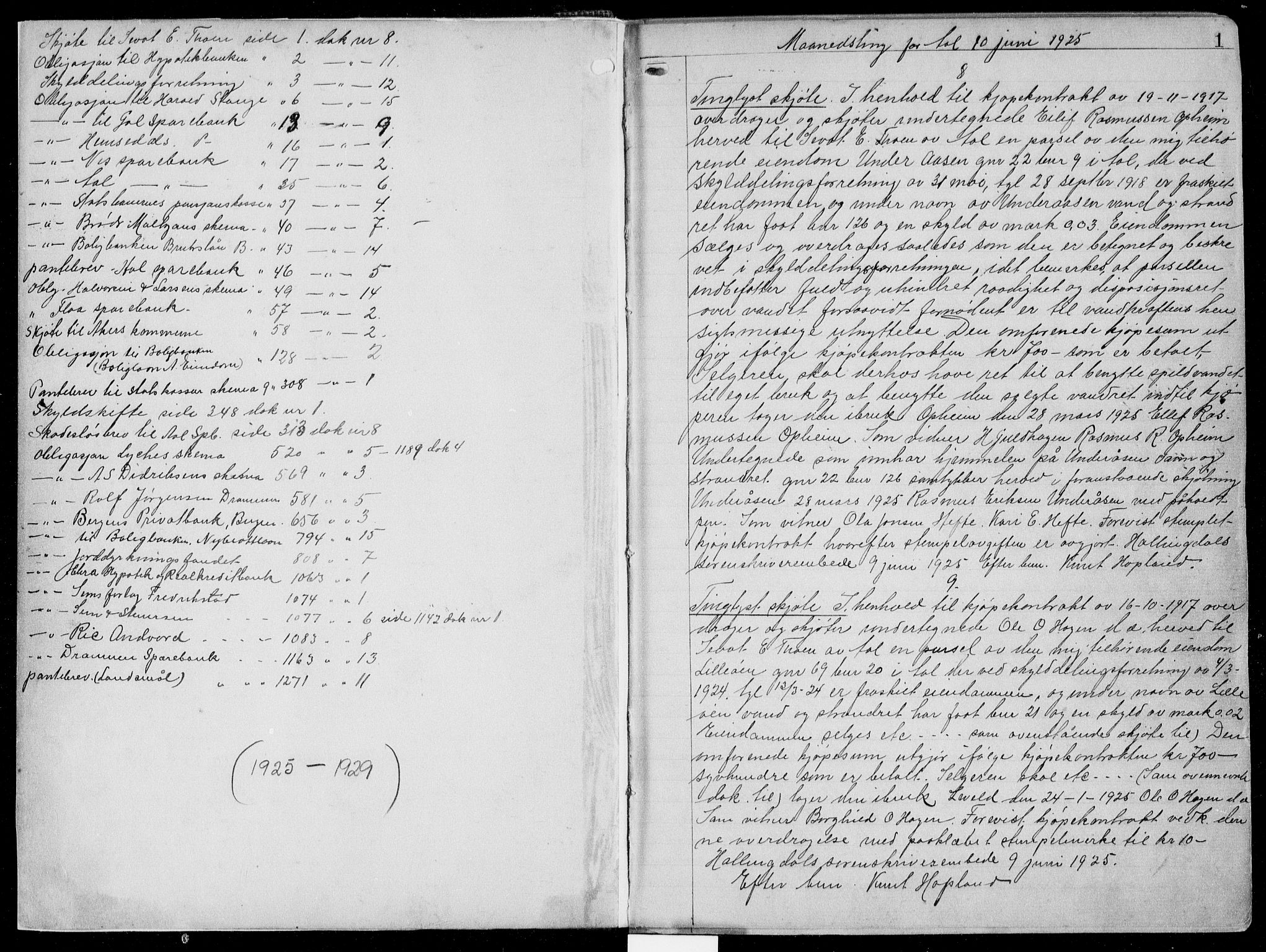 Hallingdal sorenskriveri, AV/SAKO-A-121/G/Ga/L0034: Pantebok nr. 34, 1925-1929, s. 0-1