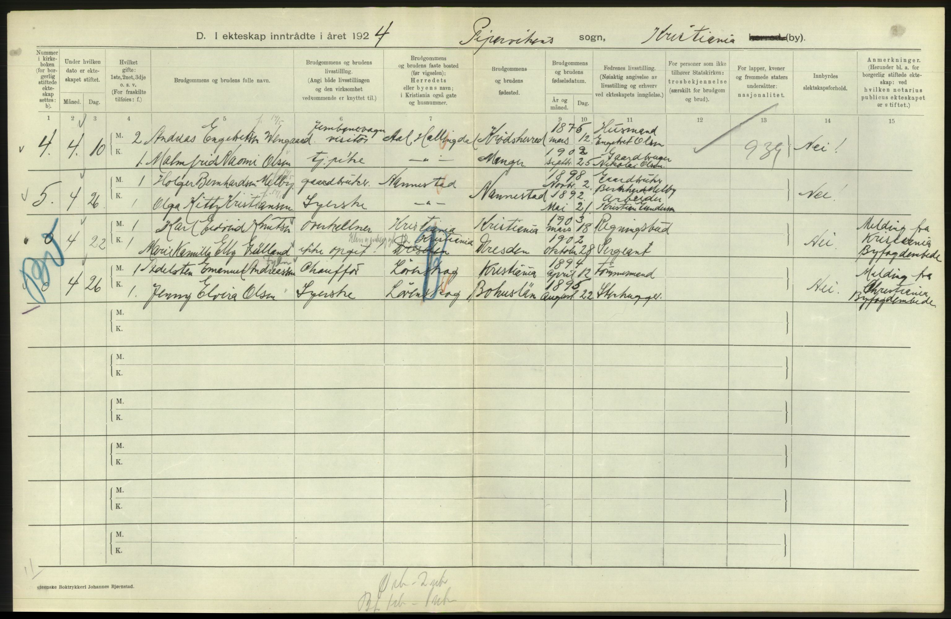 Statistisk sentralbyrå, Sosiodemografiske emner, Befolkning, AV/RA-S-2228/D/Df/Dfc/Dfcd/L0007: Kristiania: Gifte, 1924, s. 678
