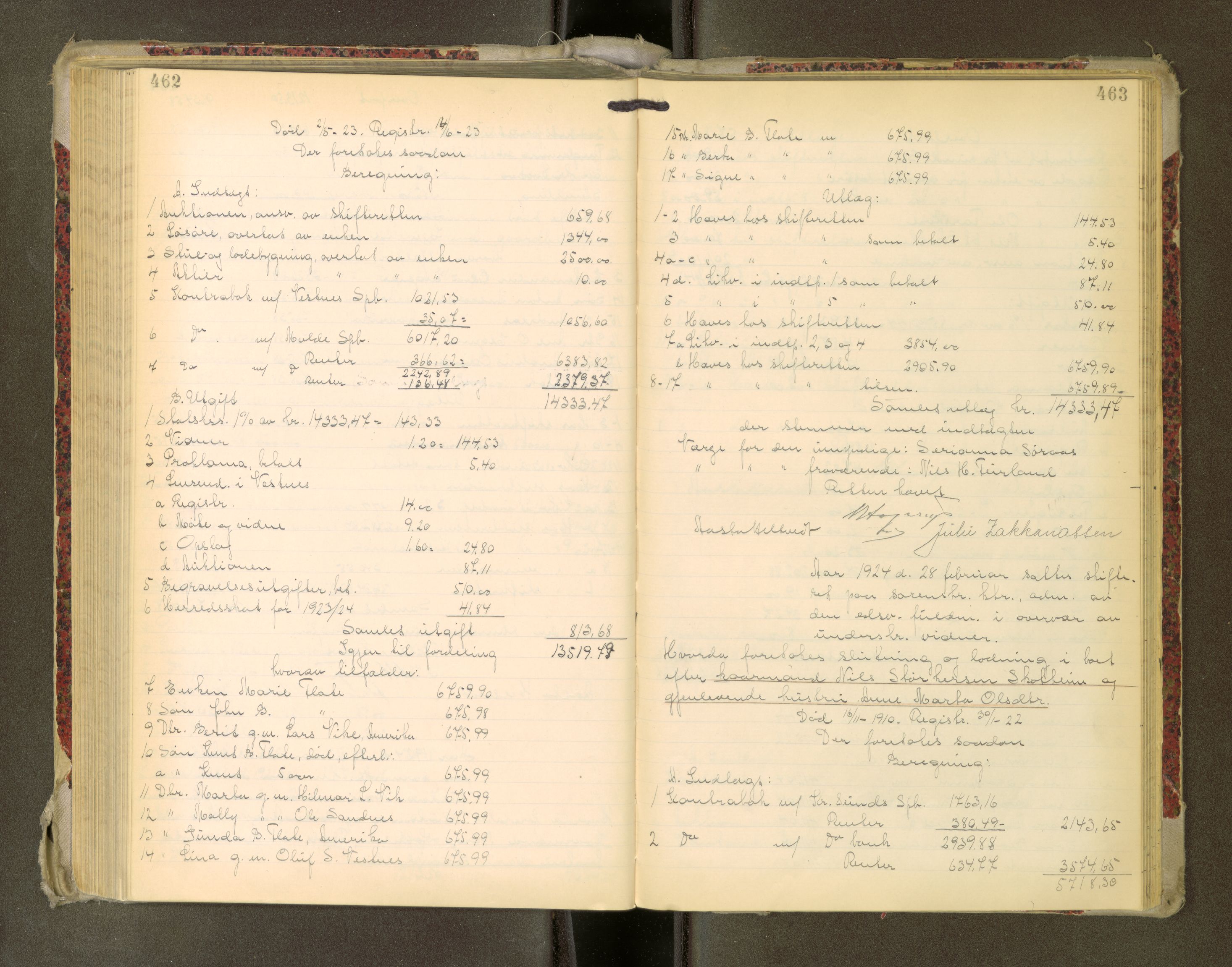 Romsdal sorenskriveri, AV/SAT-A-4149/1/3/3A/L0022: Skifteutlodnings Protokoll, 1920-1924, s. 462-463
