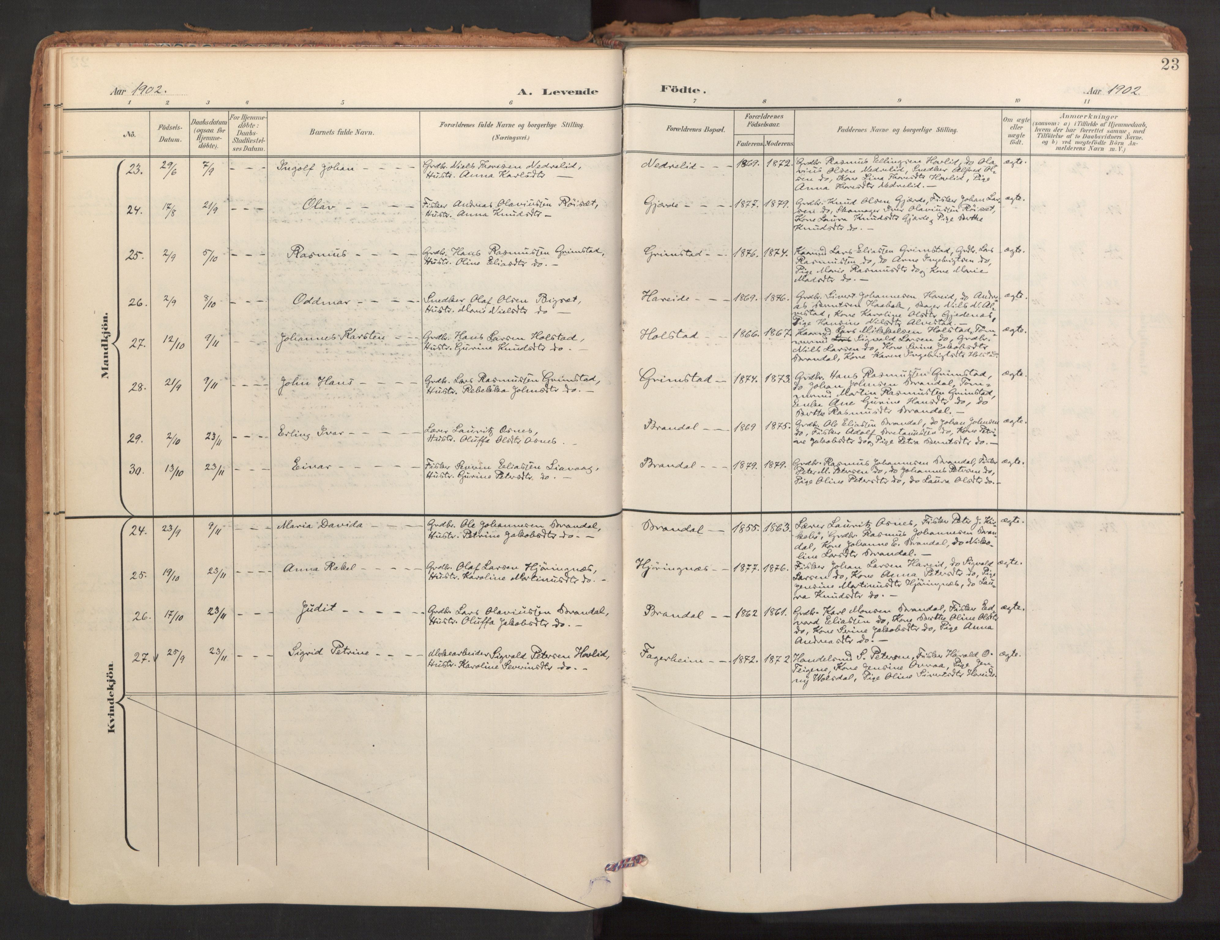 Ministerialprotokoller, klokkerbøker og fødselsregistre - Møre og Romsdal, SAT/A-1454/510/L0123: Ministerialbok nr. 510A03, 1898-1922, s. 23