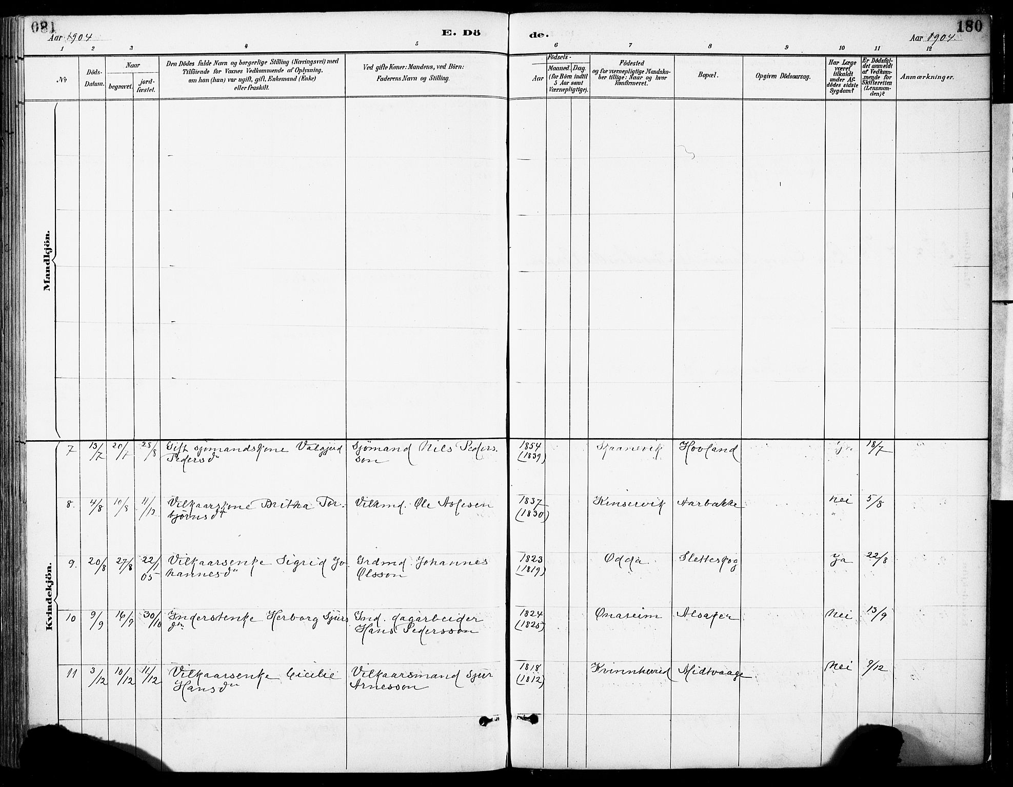 Tysnes sokneprestembete, AV/SAB-A-78601/H/Haa: Ministerialbok nr. C 1, 1887-1912, s. 180