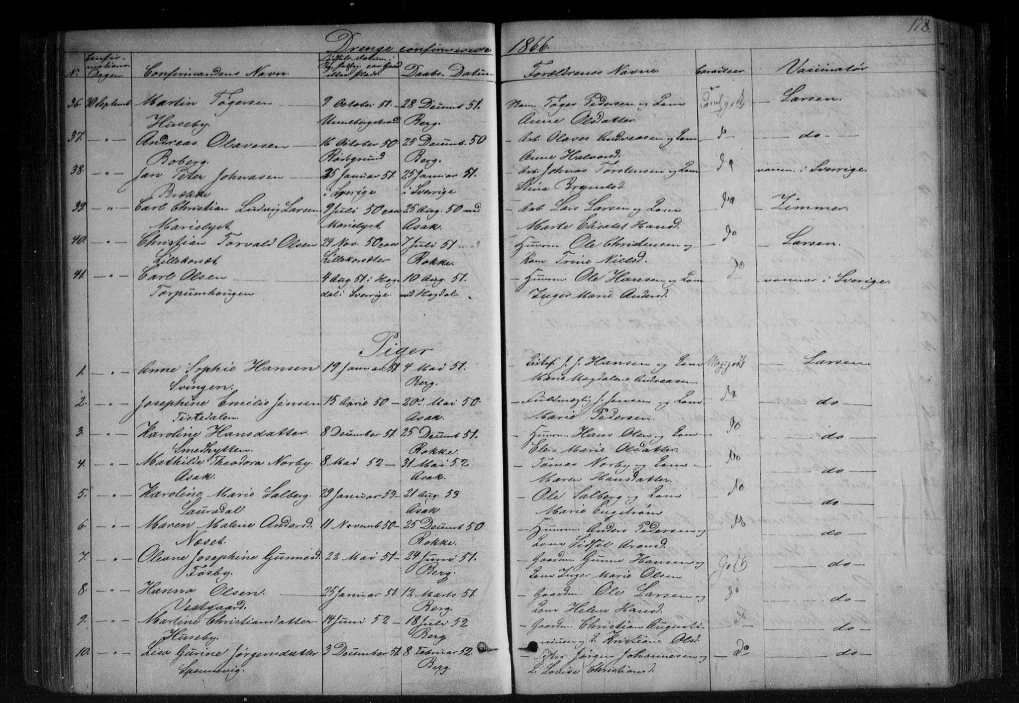 Berg prestekontor Kirkebøker, AV/SAO-A-10902/F/Fa/L0005: Ministerialbok nr. I 5, 1861-1877, s. 178