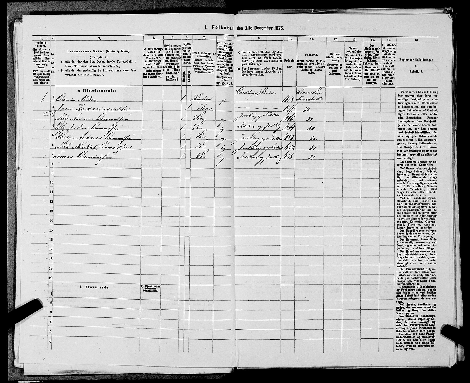 SAST, Folketelling 1875 for 1152L Torvastad prestegjeld, Torvastad sokn, Skåre sokn og Utsira sokn, 1875, s. 906