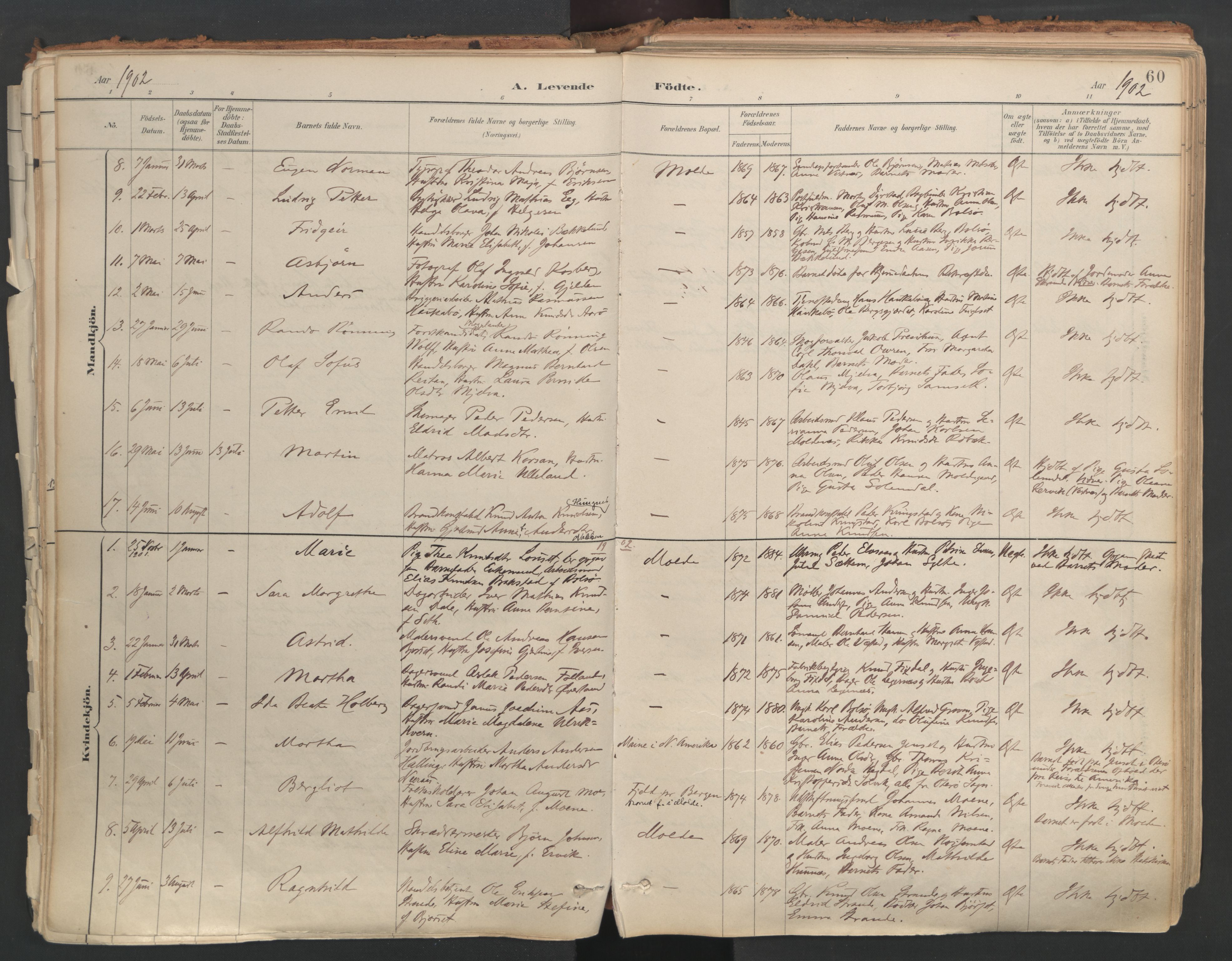 Ministerialprotokoller, klokkerbøker og fødselsregistre - Møre og Romsdal, AV/SAT-A-1454/558/L0692: Ministerialbok nr. 558A06, 1887-1971, s. 60