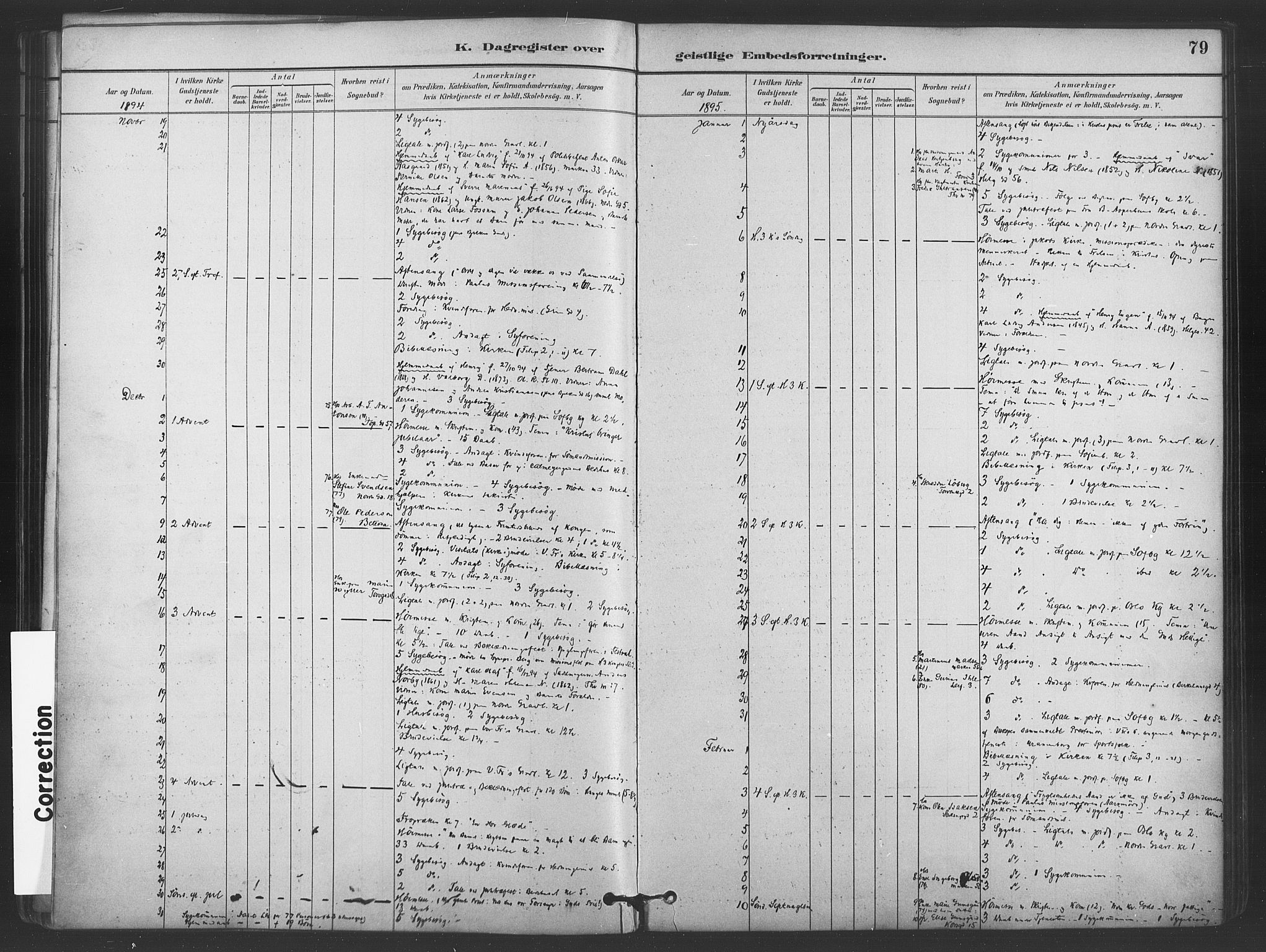 Paulus prestekontor Kirkebøker, AV/SAO-A-10871/I/Ib/L0001: Dagsregister nr. II 1, 1882-1910, s. 79