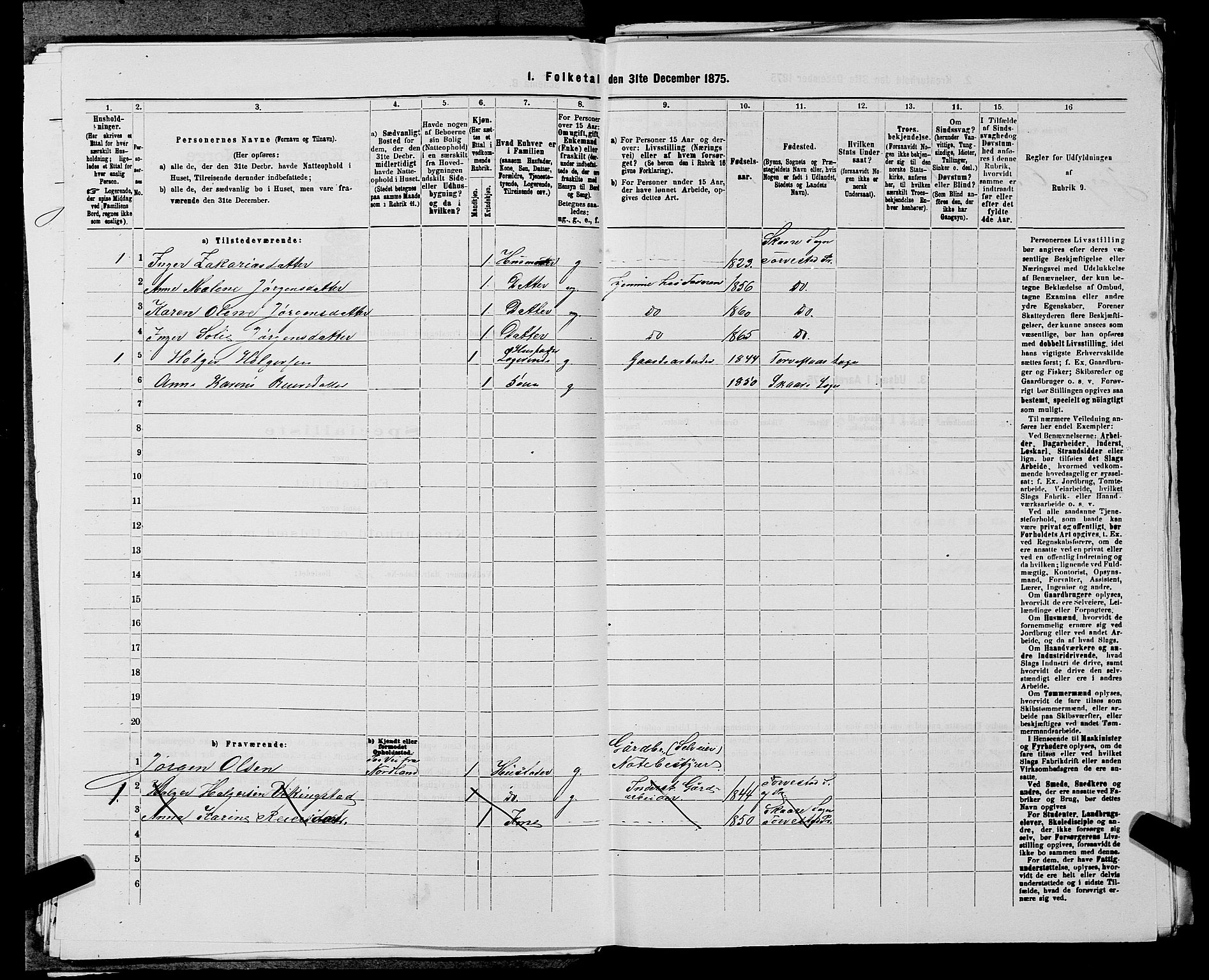 SAST, Folketelling 1875 for 1152L Torvastad prestegjeld, Torvastad sokn, Skåre sokn og Utsira sokn, 1875, s. 916