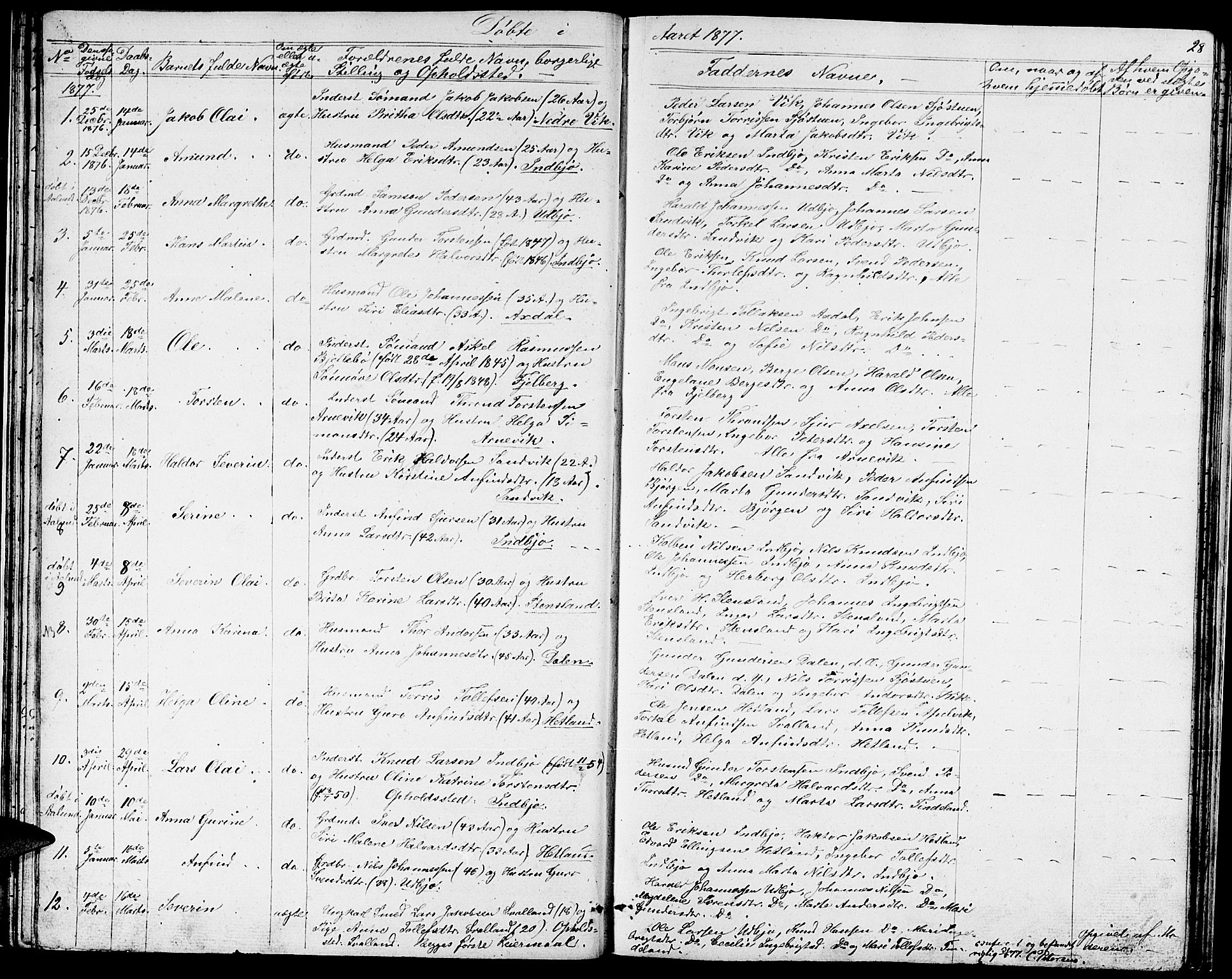 Fjelberg sokneprestembete, AV/SAB-A-75201/H/Hab: Klokkerbok nr. A 3, 1865-1887, s. 28