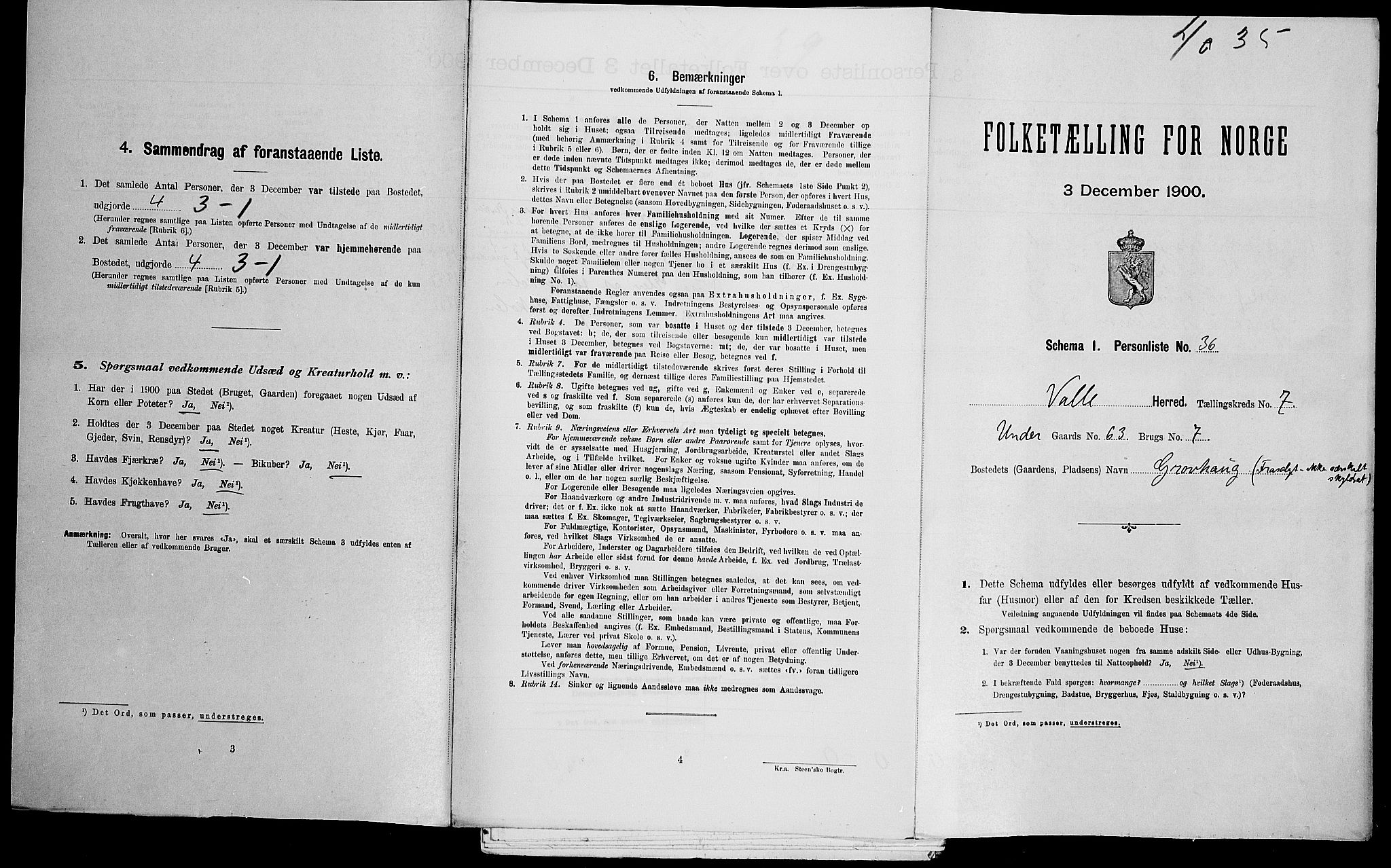 SAK, Folketelling 1900 for 0940 Valle herred, 1900, s. 656