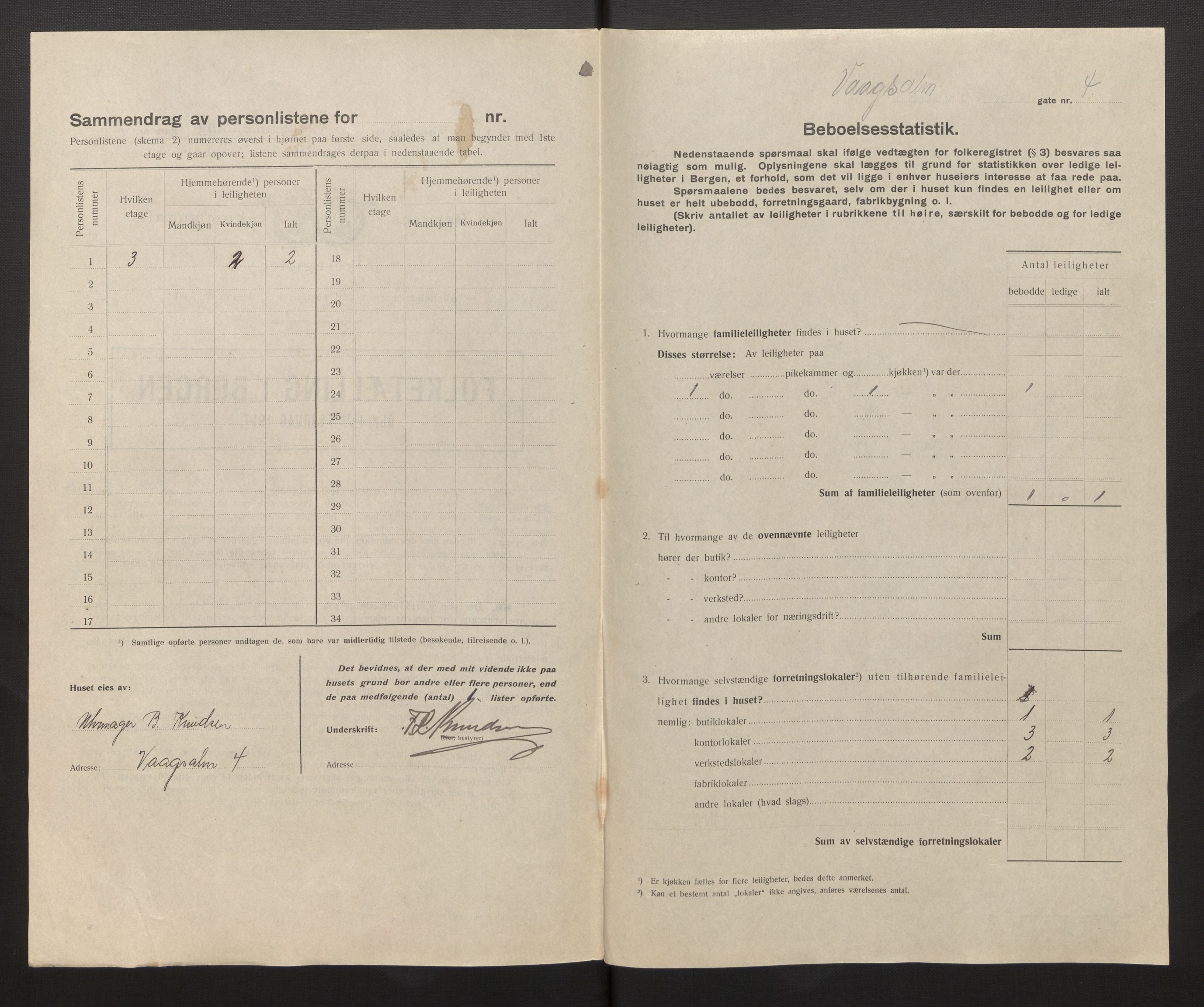 SAB, Kommunal folketelling 1917 for Bergen kjøpstad, 1917, s. 43457