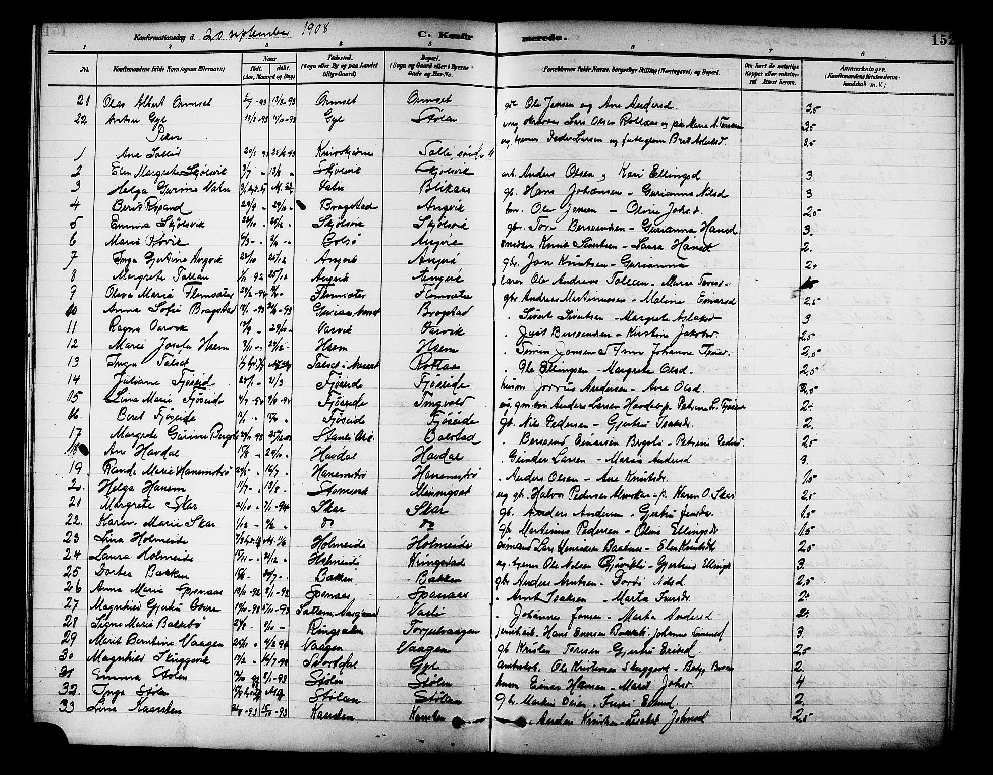 Ministerialprotokoller, klokkerbøker og fødselsregistre - Møre og Romsdal, AV/SAT-A-1454/586/L0992: Klokkerbok nr. 586C03, 1892-1909, s. 152