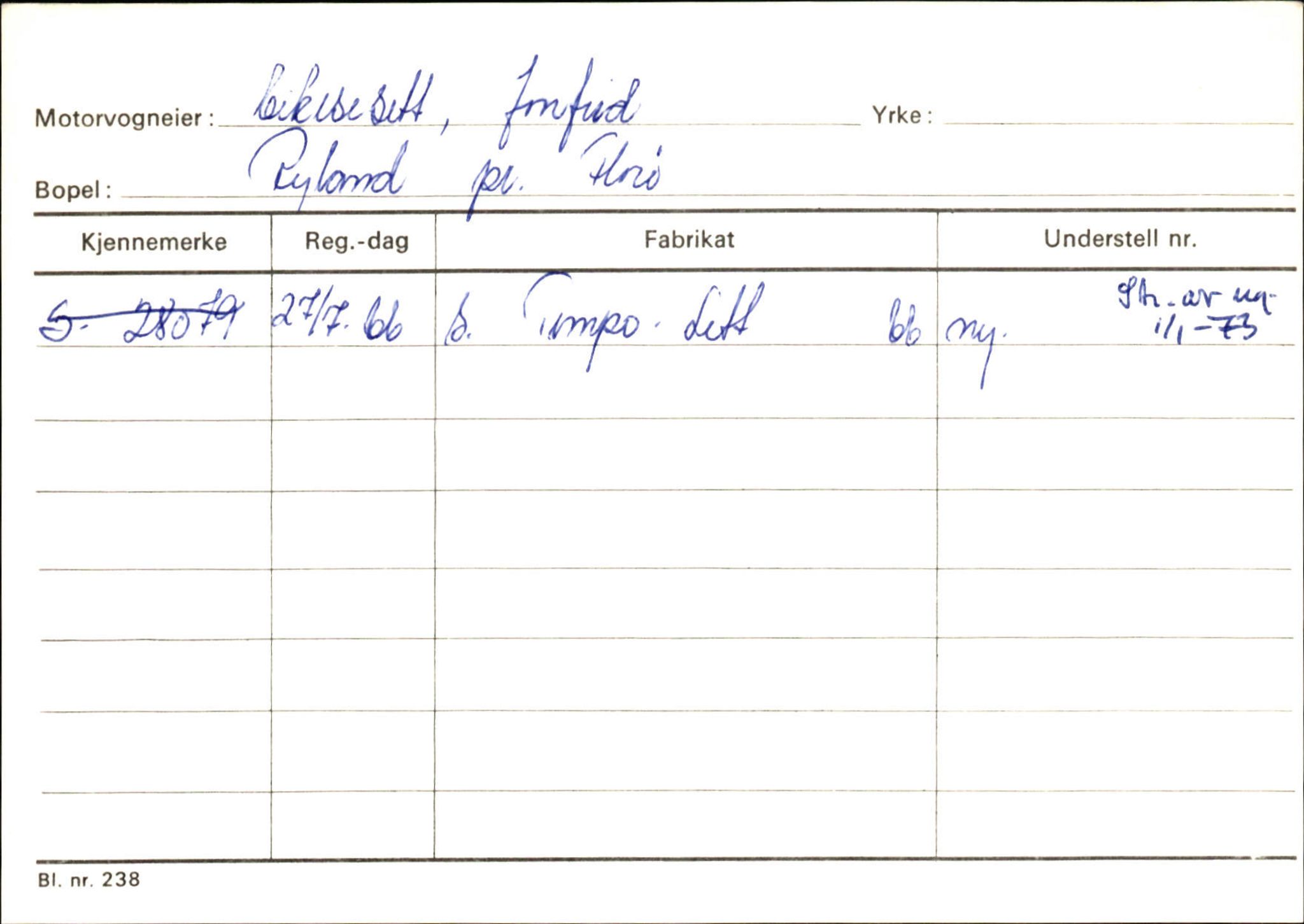 Statens vegvesen, Sogn og Fjordane vegkontor, AV/SAB-A-5301/4/F/L0133: Eigarregister Bremanger A-Å. Gaular A-H, 1945-1975, s. 233