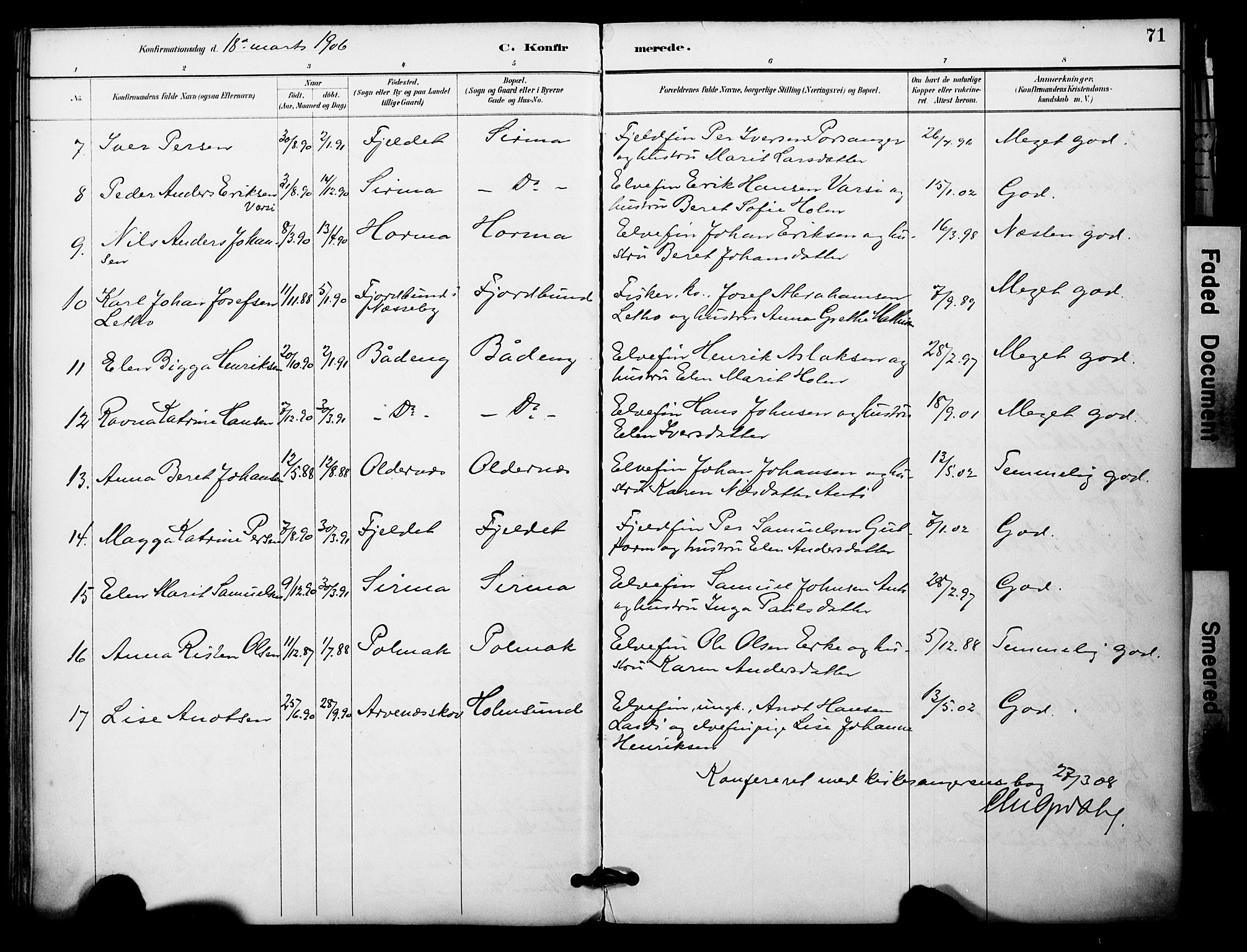 Nesseby sokneprestkontor, AV/SATØ-S-1330/H/Ha/L0005kirke: Ministerialbok nr. 5, 1885-1906, s. 71