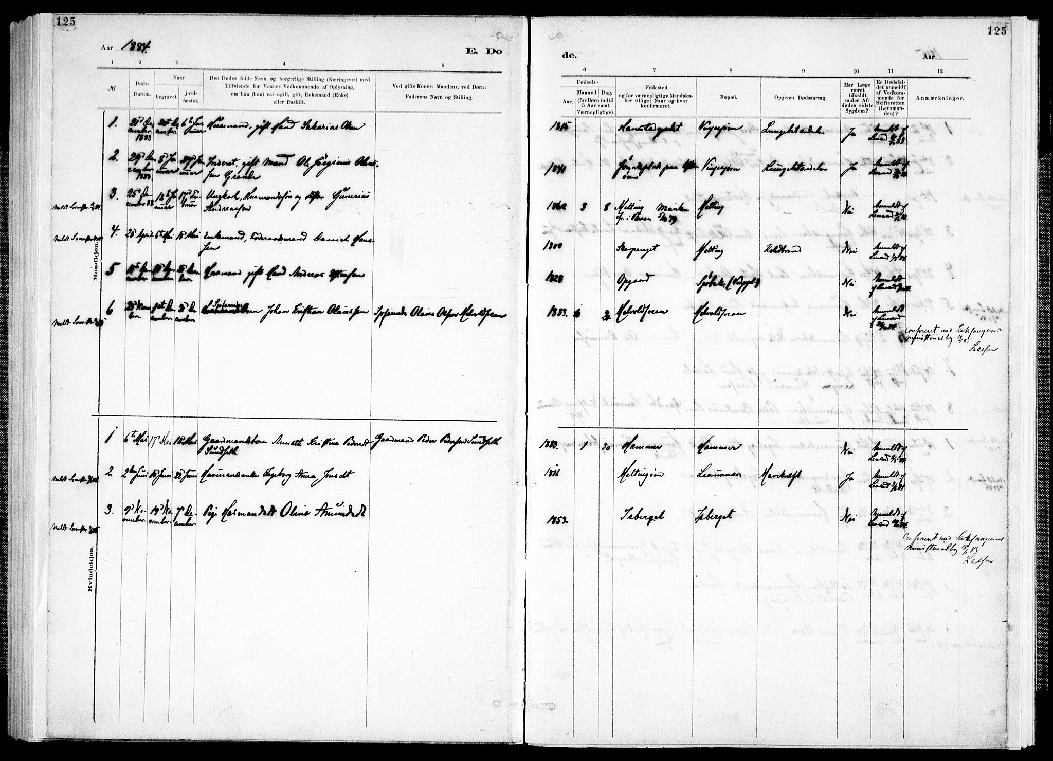 Ministerialprotokoller, klokkerbøker og fødselsregistre - Nord-Trøndelag, SAT/A-1458/733/L0325: Ministerialbok nr. 733A04, 1884-1908, s. 125