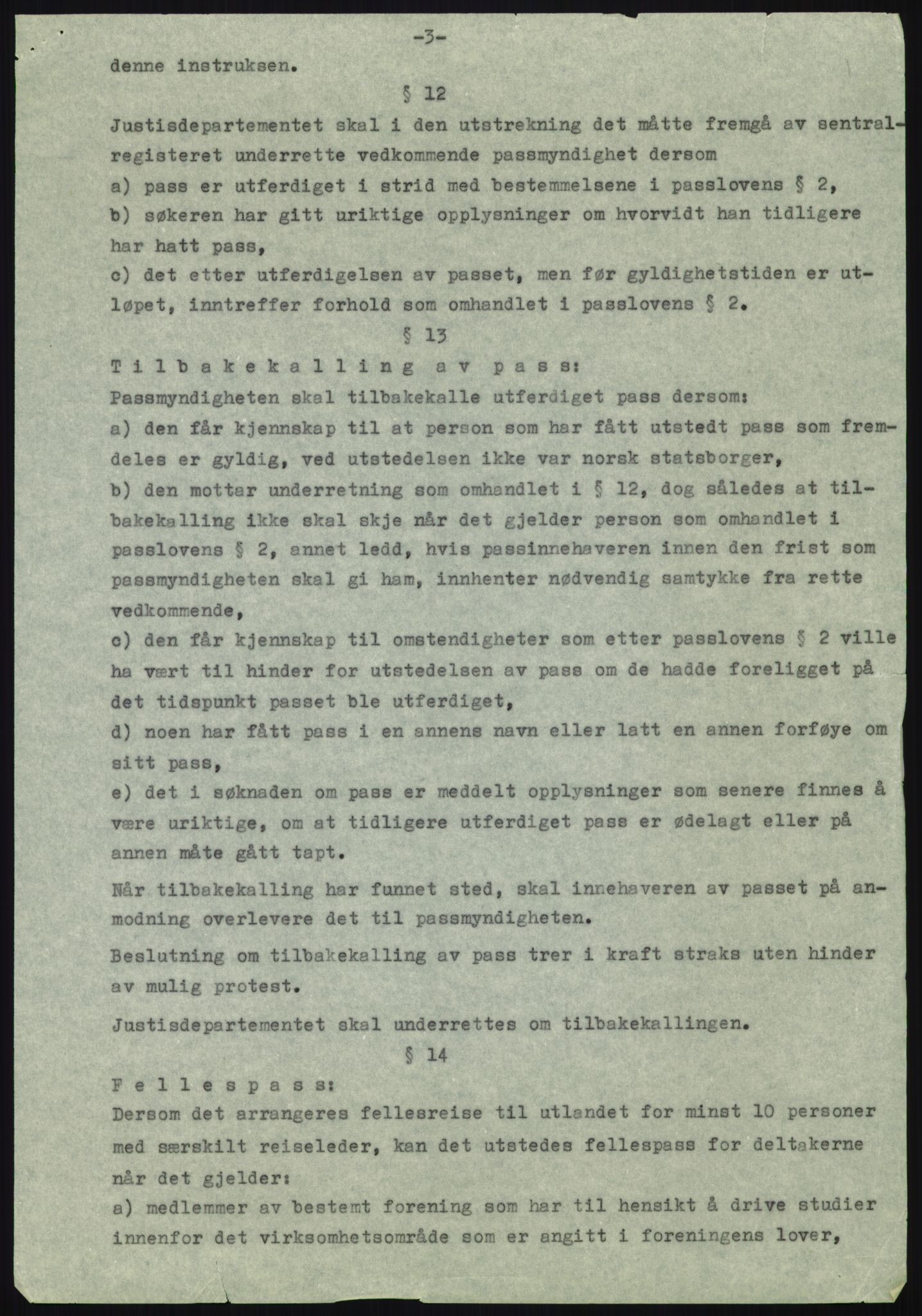 Justisdepartementet, 3. politikontor P3, AV/RA-S-1051/D/L0040: Passinstruksen - Passutstedelse ved utenriksstasjoner, 1947-1959, s. 261