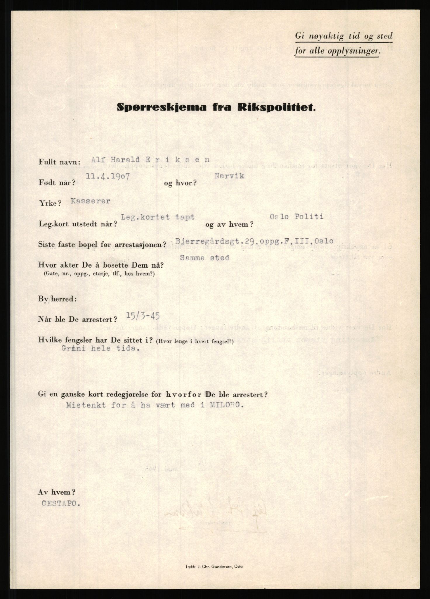 Rikspolitisjefen, AV/RA-S-1560/L/L0004: Eriksen, Alf - Geving, Øivind, 1940-1945, s. 3