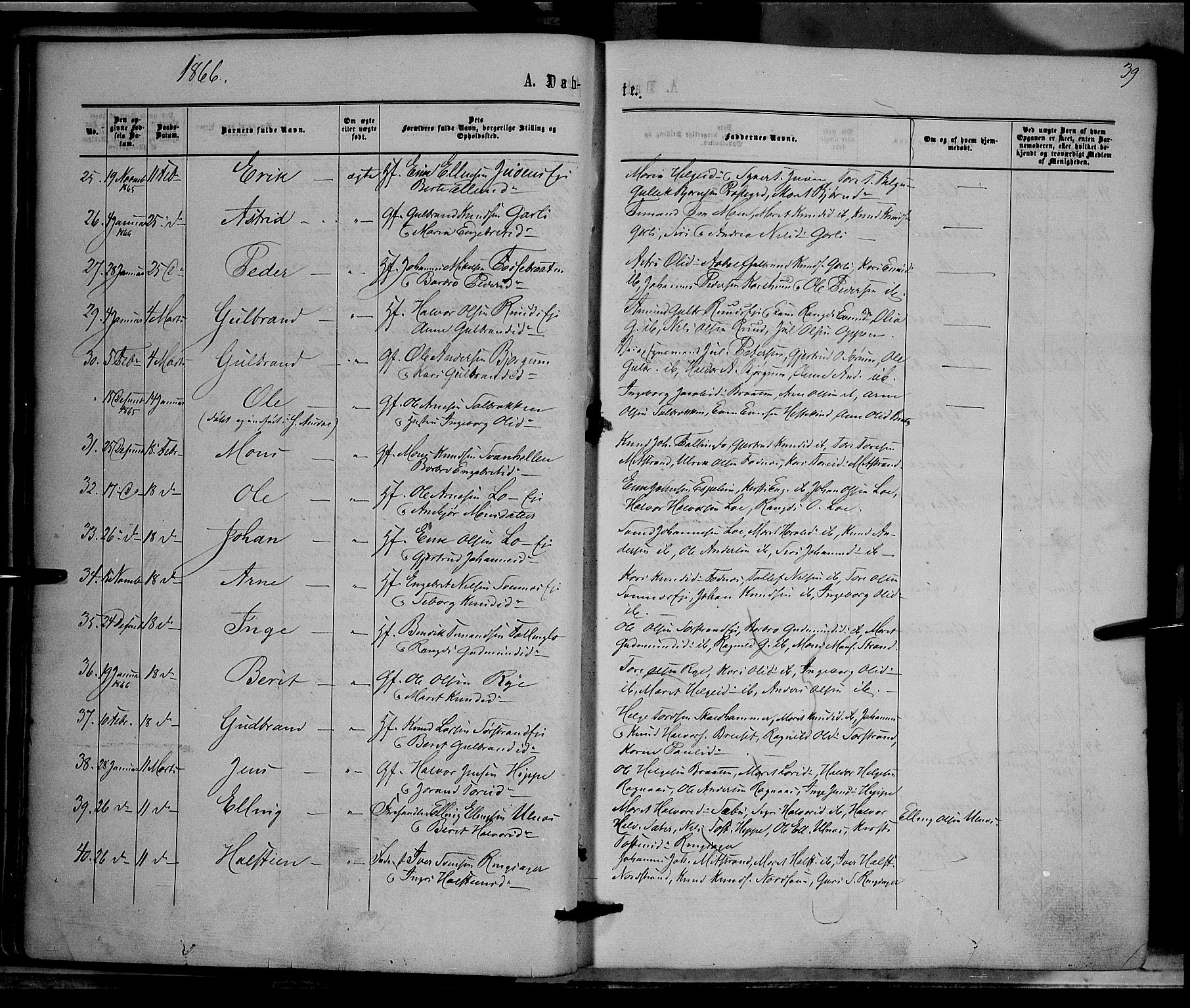 Nord-Aurdal prestekontor, AV/SAH-PREST-132/H/Ha/Haa/L0008: Ministerialbok nr. 8, 1863-1875, s. 39