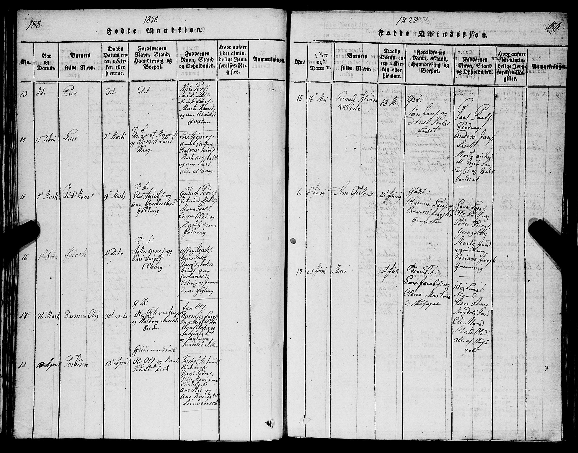 Selje sokneprestembete, AV/SAB-A-99938/H/Ha/Hab/Haba: Klokkerbok nr. A 1, 1816-1828, s. 188-189