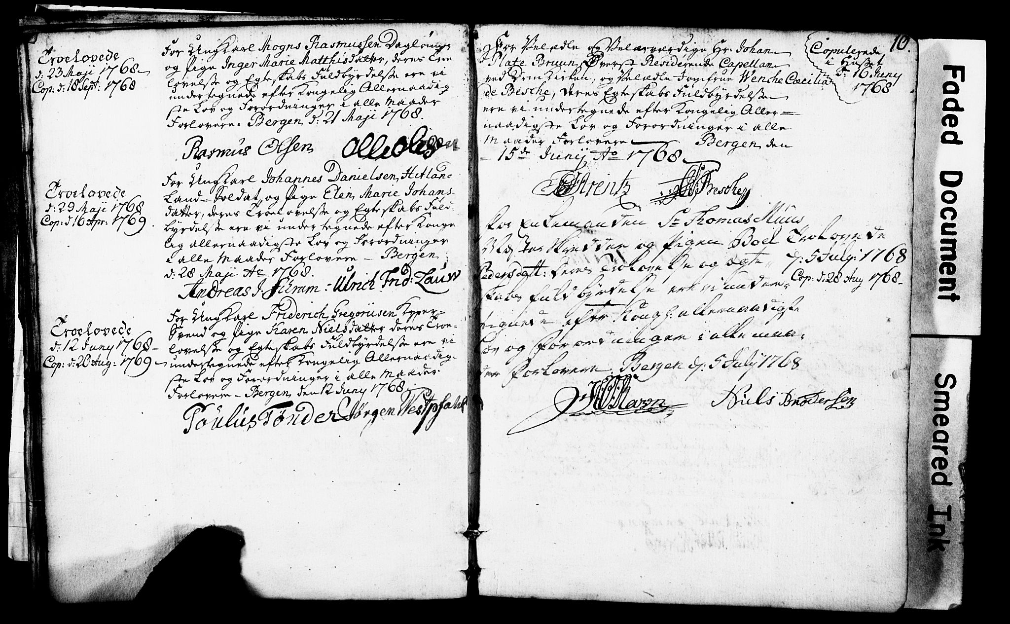 Domkirken sokneprestembete, SAB/A-74801: Forlovererklæringer nr. II.5.1, 1767-1792, s. 10