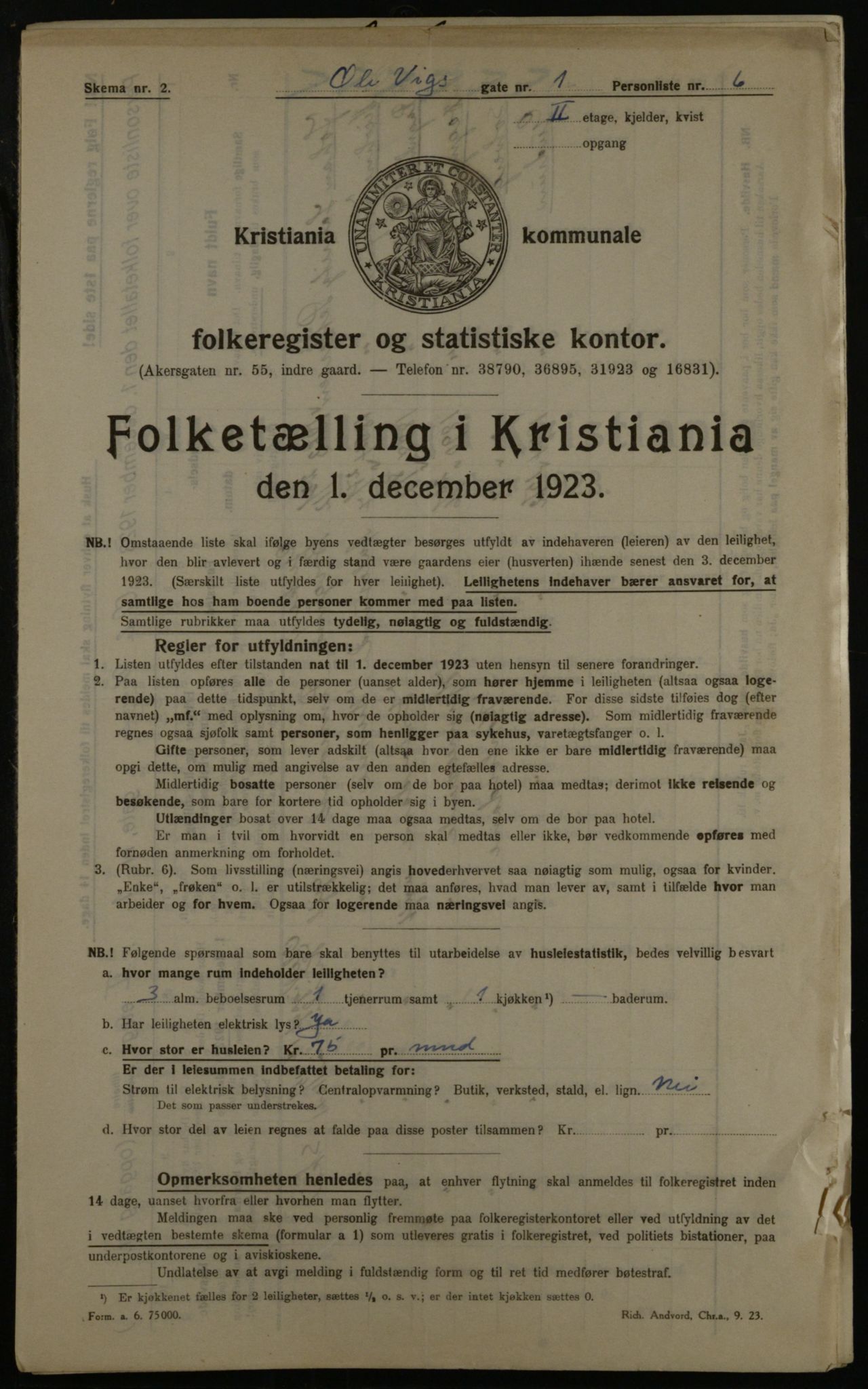 OBA, Kommunal folketelling 1.12.1923 for Kristiania, 1923, s. 82896