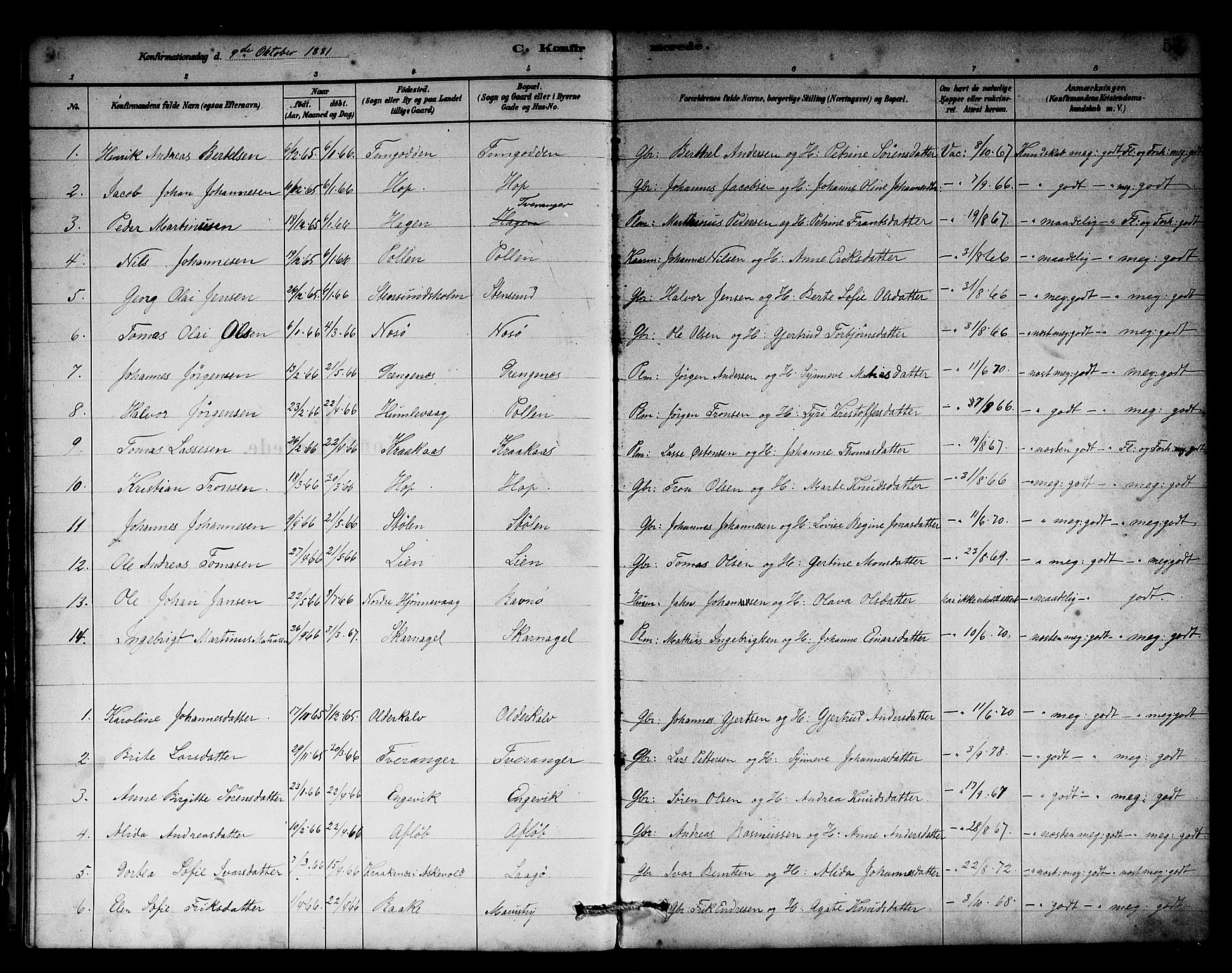 Solund sokneprestembete, AV/SAB-A-81401: Ministerialbok nr. A 1, 1881-1902, s. 57