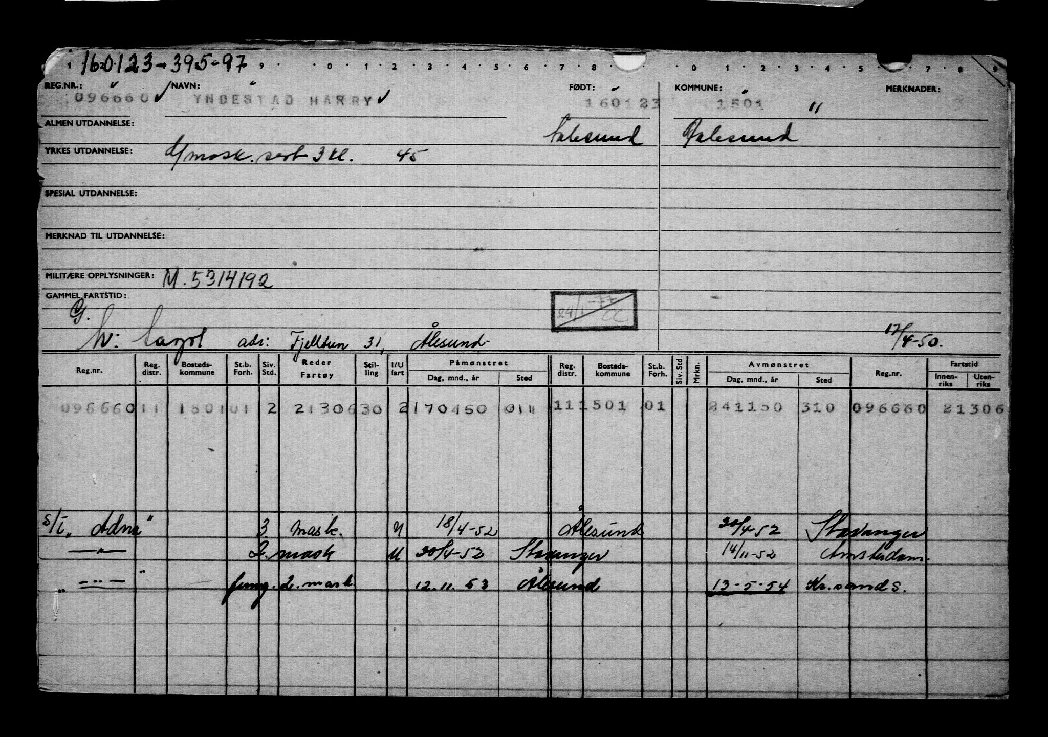 Direktoratet for sjømenn, RA/S-3545/G/Gb/L0214: Hovedkort, 1923, s. 454