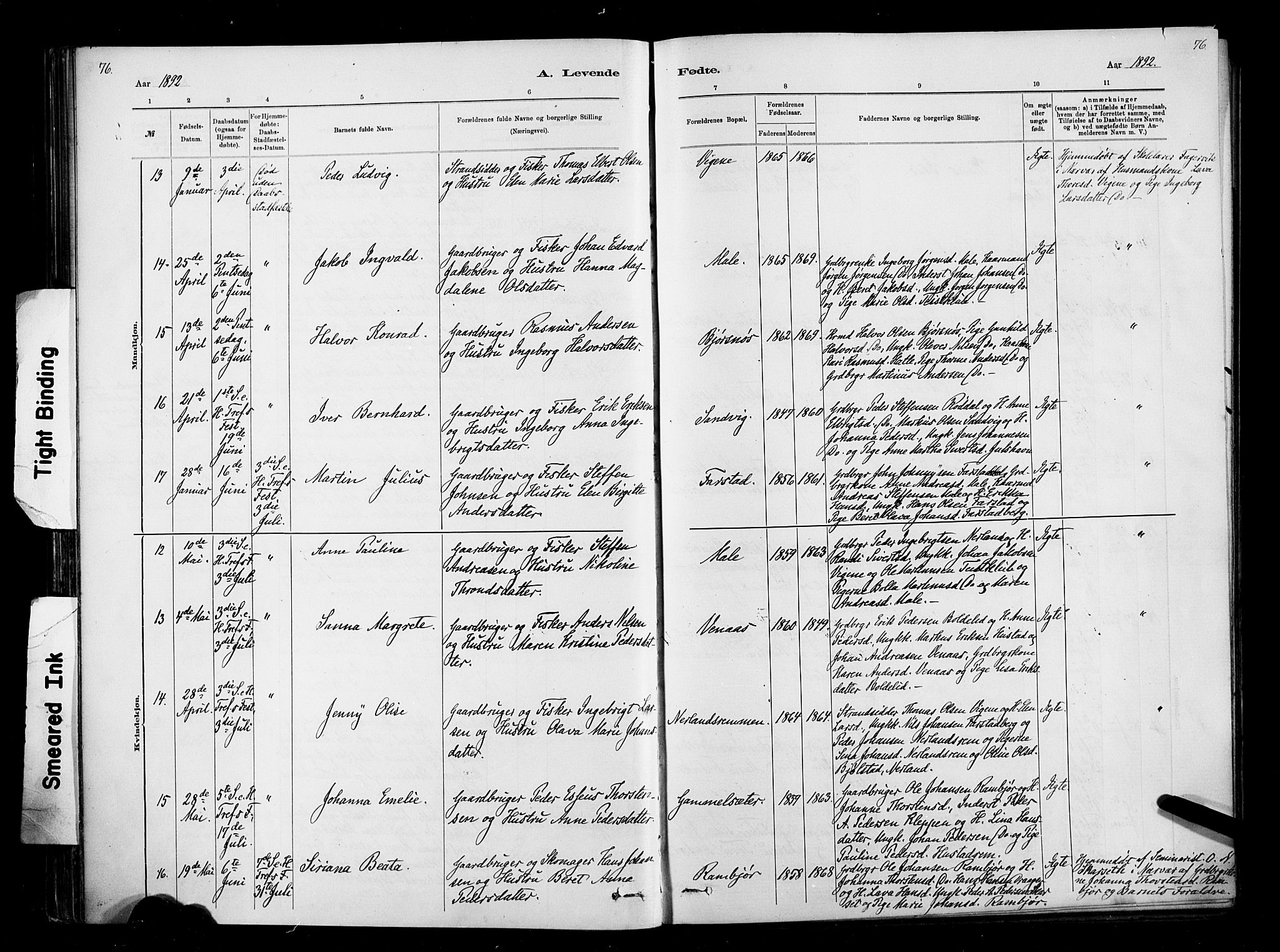 Ministerialprotokoller, klokkerbøker og fødselsregistre - Møre og Romsdal, AV/SAT-A-1454/567/L0778: Ministerialbok nr. 567A01, 1881-1903, s. 76