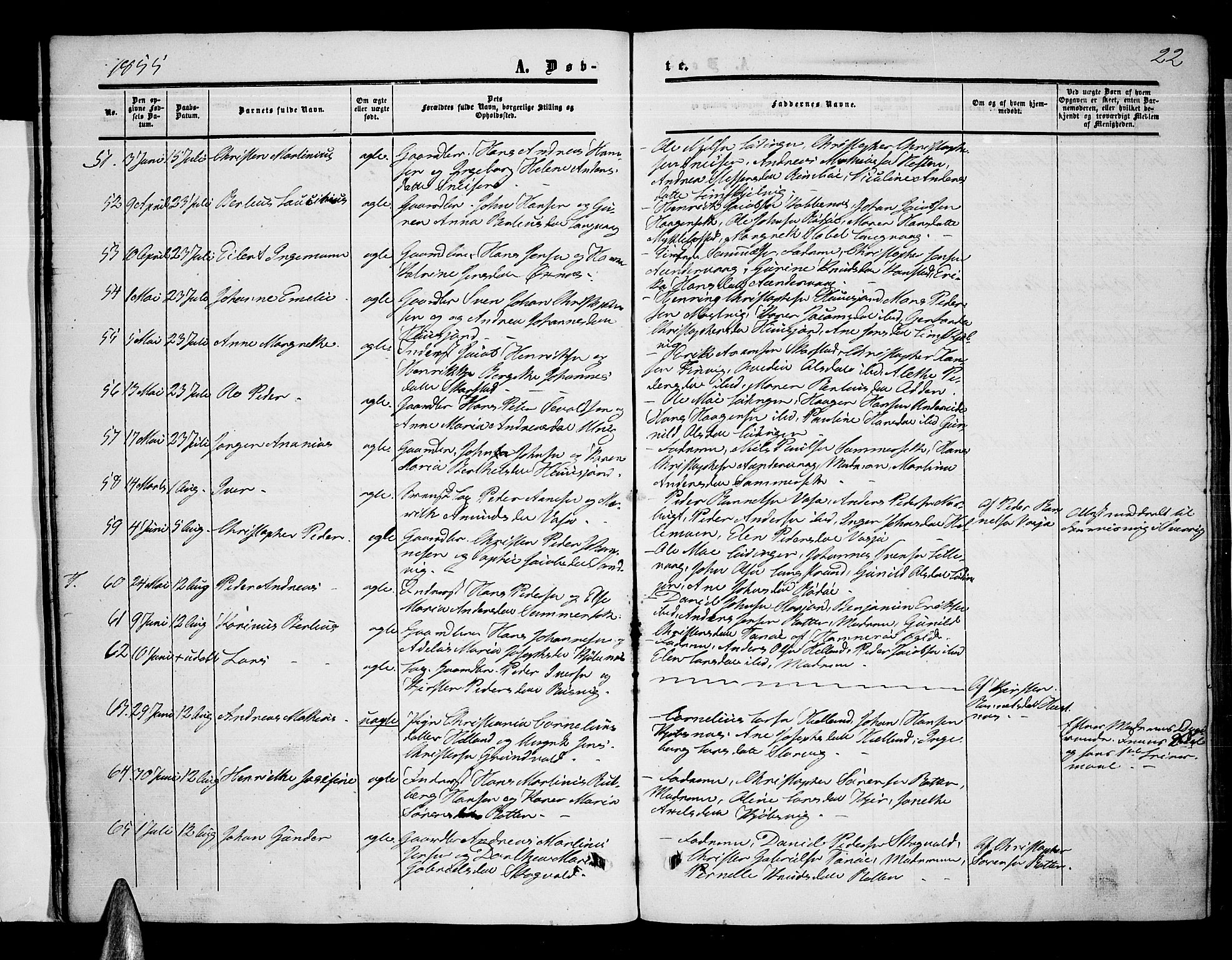 Ministerialprotokoller, klokkerbøker og fødselsregistre - Nordland, AV/SAT-A-1459/872/L1046: Klokkerbok nr. 872C02, 1852-1879, s. 22