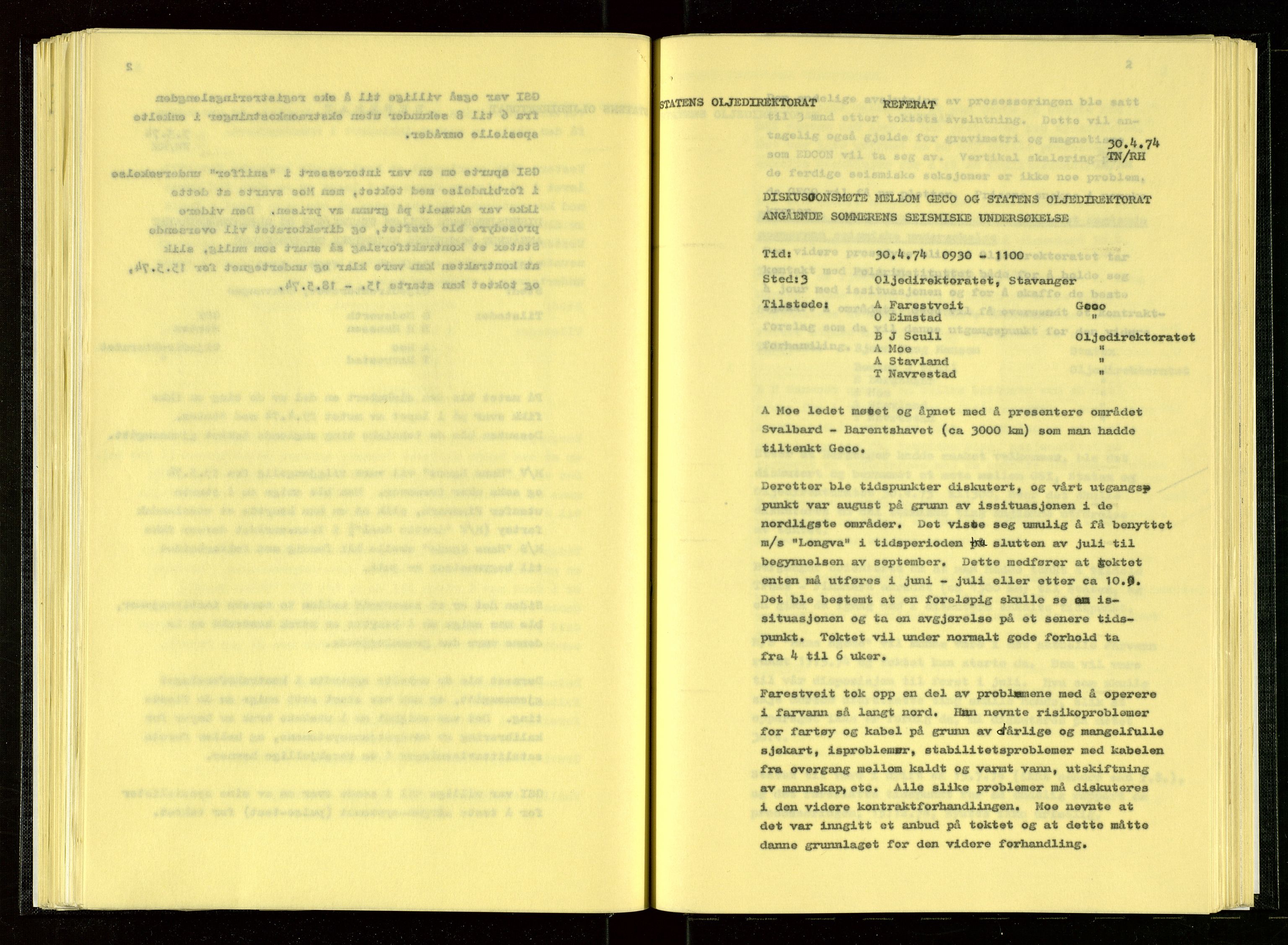 Oljedirektoratet, AV/SAST-A-101366/Aa/L0002: Referatprotokoller, 1974