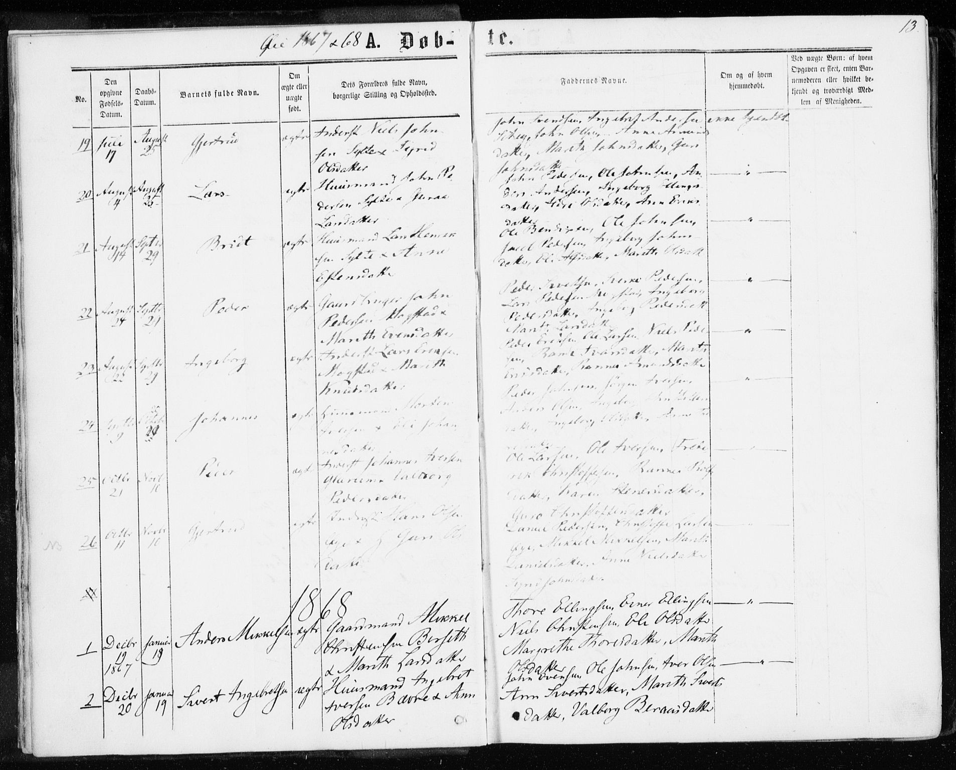 Ministerialprotokoller, klokkerbøker og fødselsregistre - Møre og Romsdal, AV/SAT-A-1454/595/L1045: Ministerialbok nr. 595A07, 1863-1873, s. 13