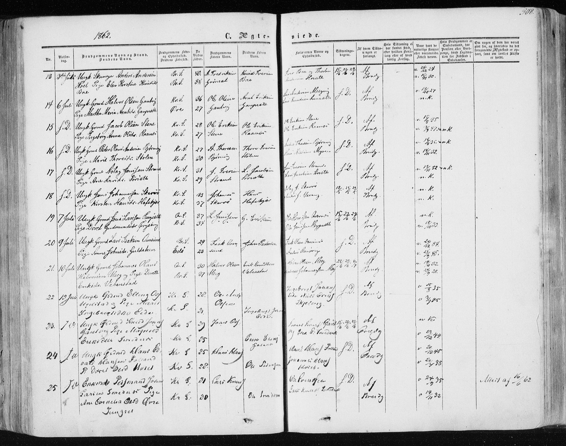 Ministerialprotokoller, klokkerbøker og fødselsregistre - Møre og Romsdal, AV/SAT-A-1454/568/L0804: Ministerialbok nr. 568A11, 1854-1868, s. 308